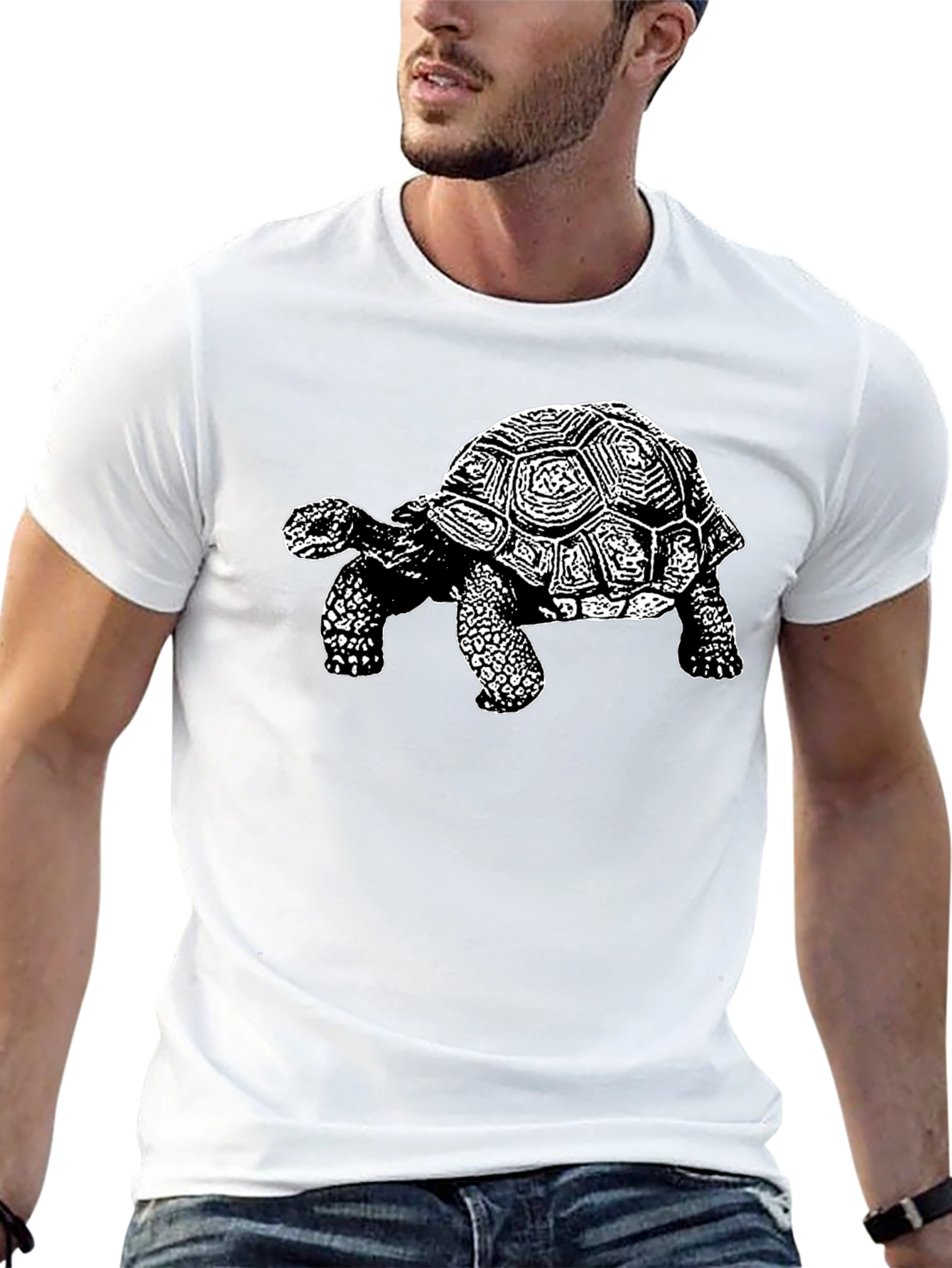 Black Tortoise Graphic Tee - Black Cotton T-Shirt view 13