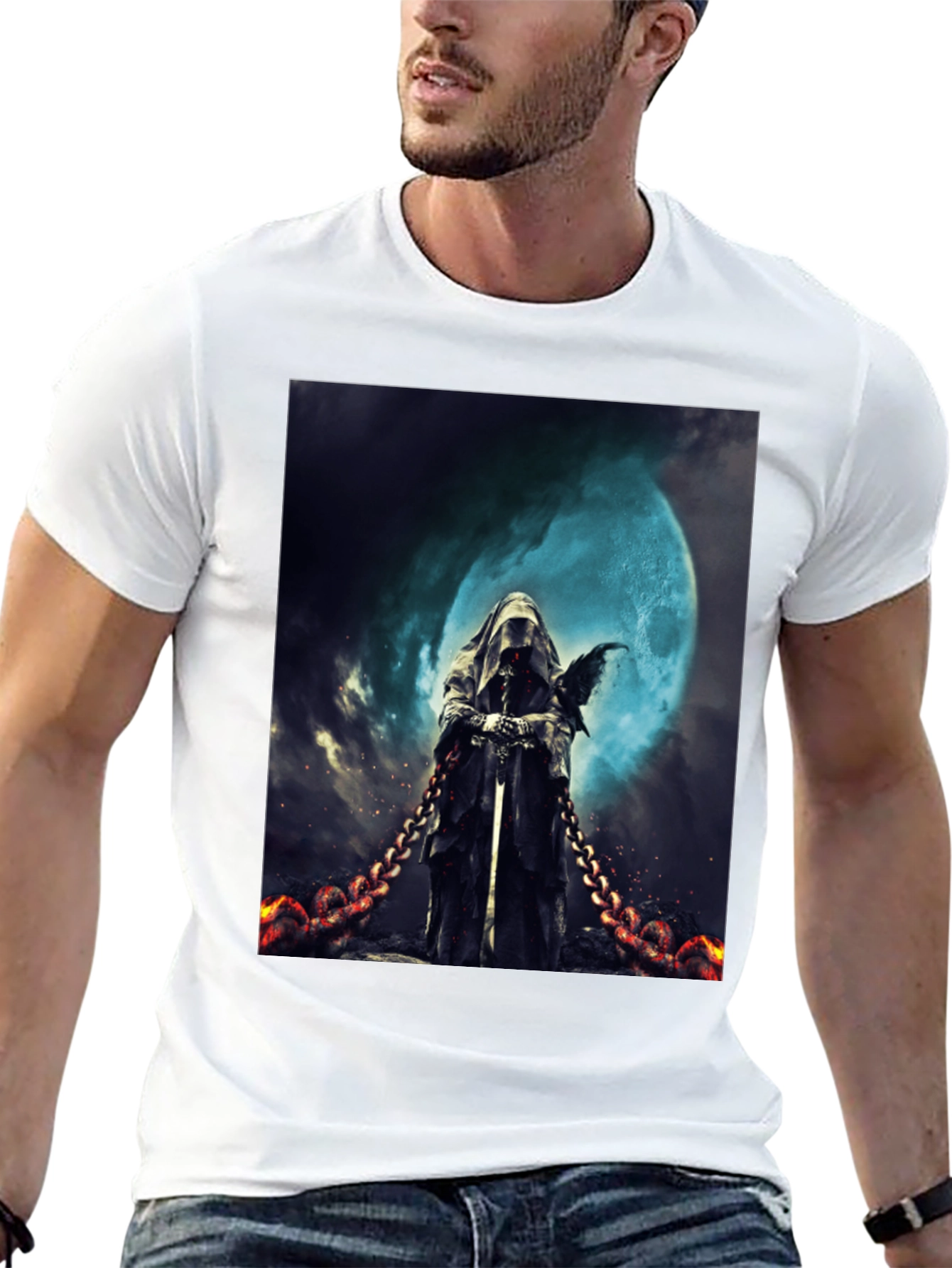 Black Grim Reaper Graphic Tee - Dark Fantasy Style view 13