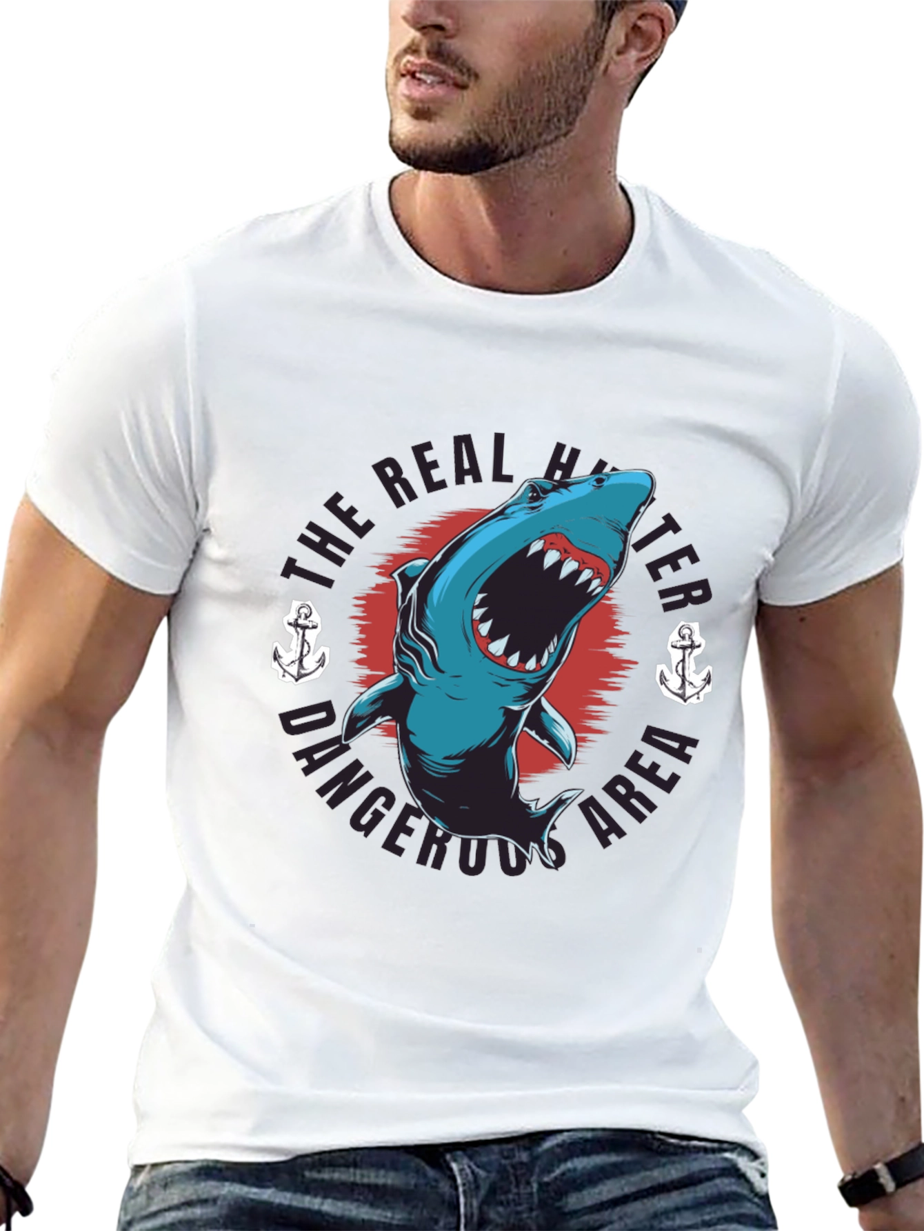 Black Dangerous Shark T-Shirt -  The Real Hunter Graphic Tee view 13