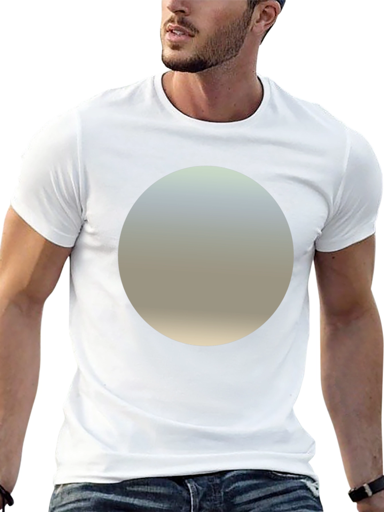 Black Minimalist Black T-Shirt with Gradient Circle Design view 13