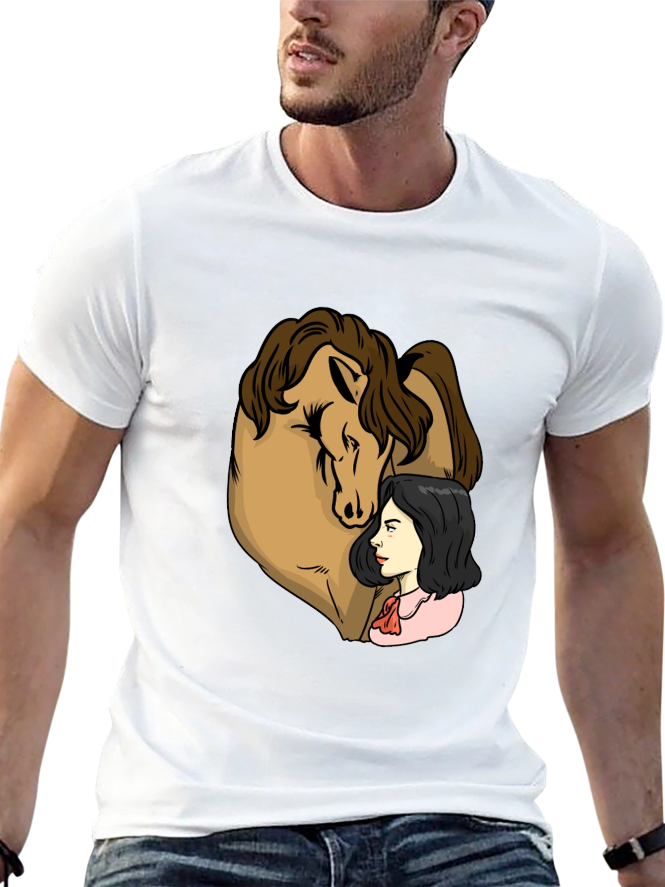 Black Horse & Woman Graphic Black T-Shirt view 13