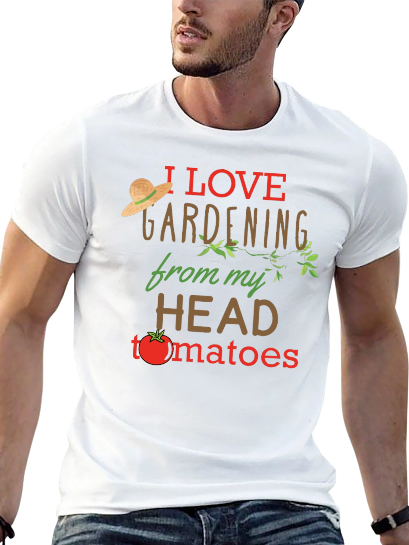 Black I Love Gardening Head Tomatoes Graphic T-Shirt view 13