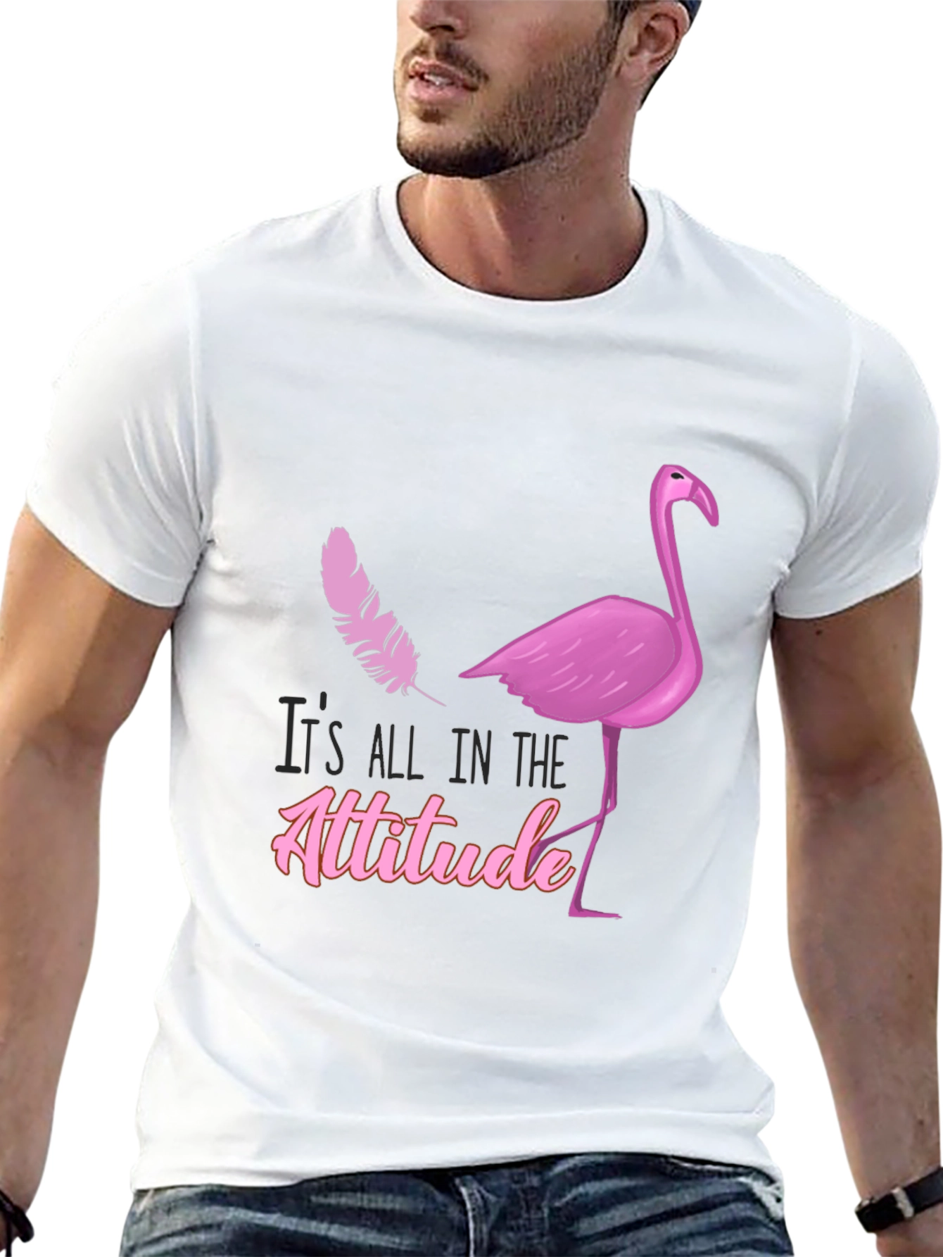Black Attitude Flamingo T-Shirt - Stylish Graphic Tee view 13