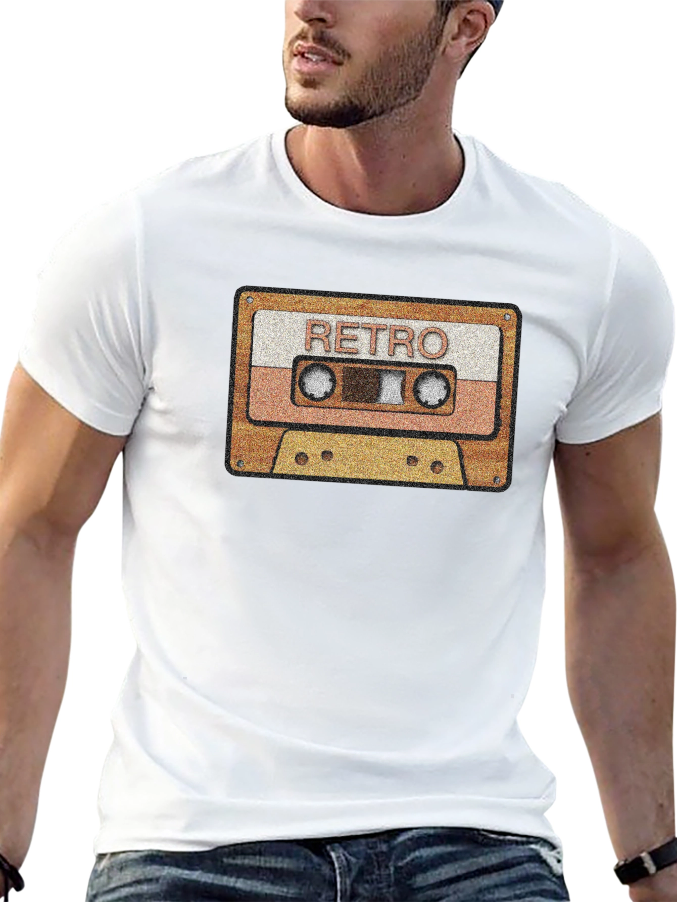 Black Retro Cassette Tape Graphic T-Shirt - Vintage Style Tee view 13