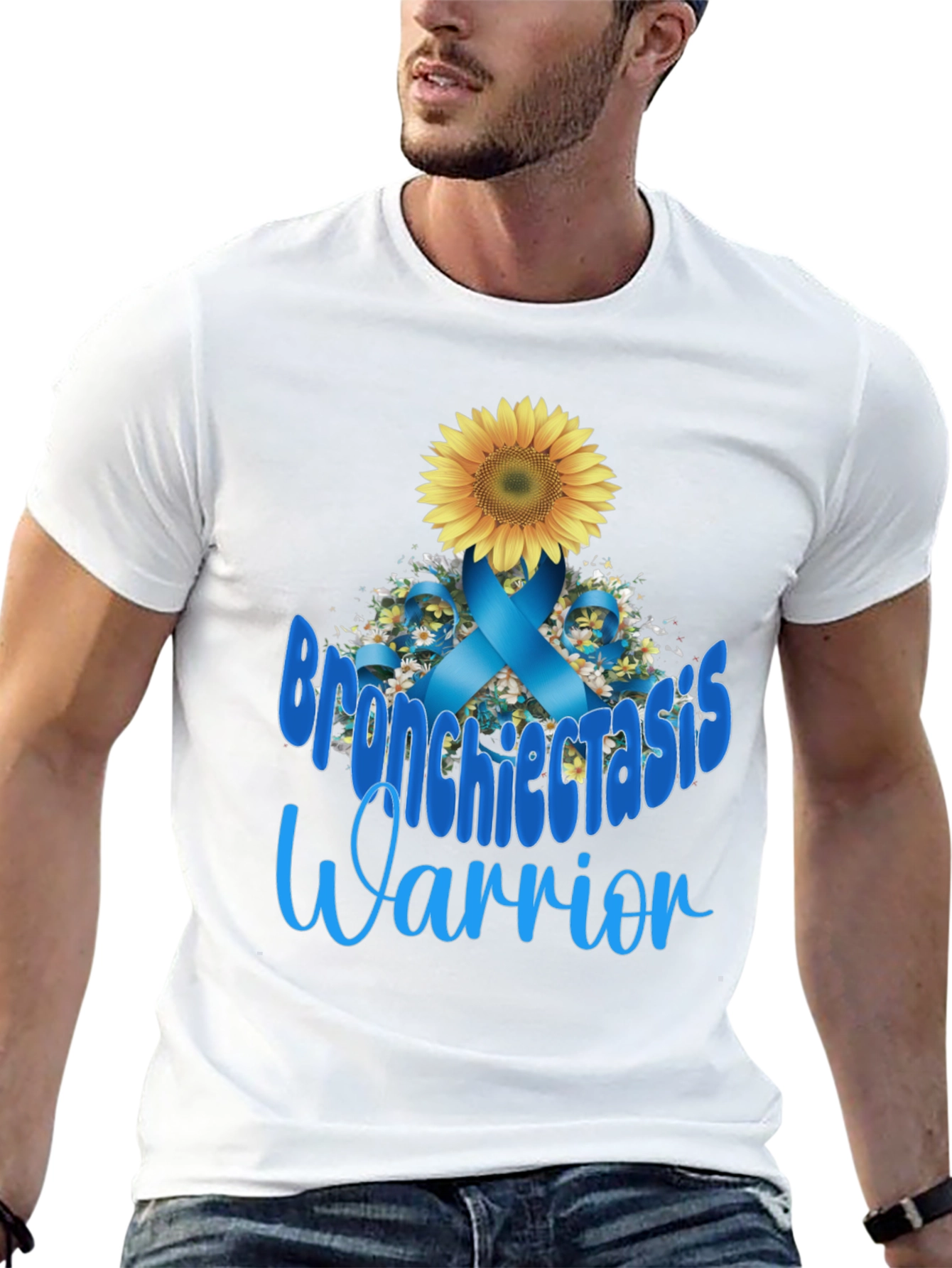 Black Bronchiectasis Warrior T-Shirt: Sunflower Ribbon Tee view 13