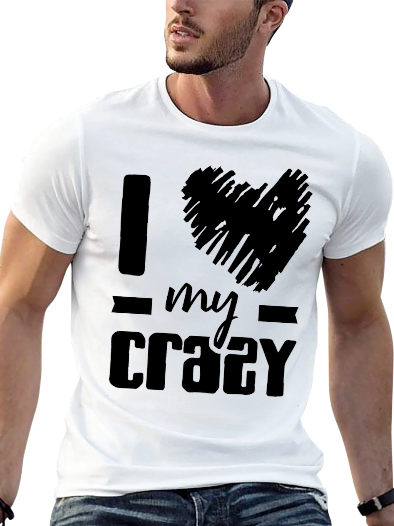 Black I Heart My Crazy T-Shirt - Black Graphic Tee view 13