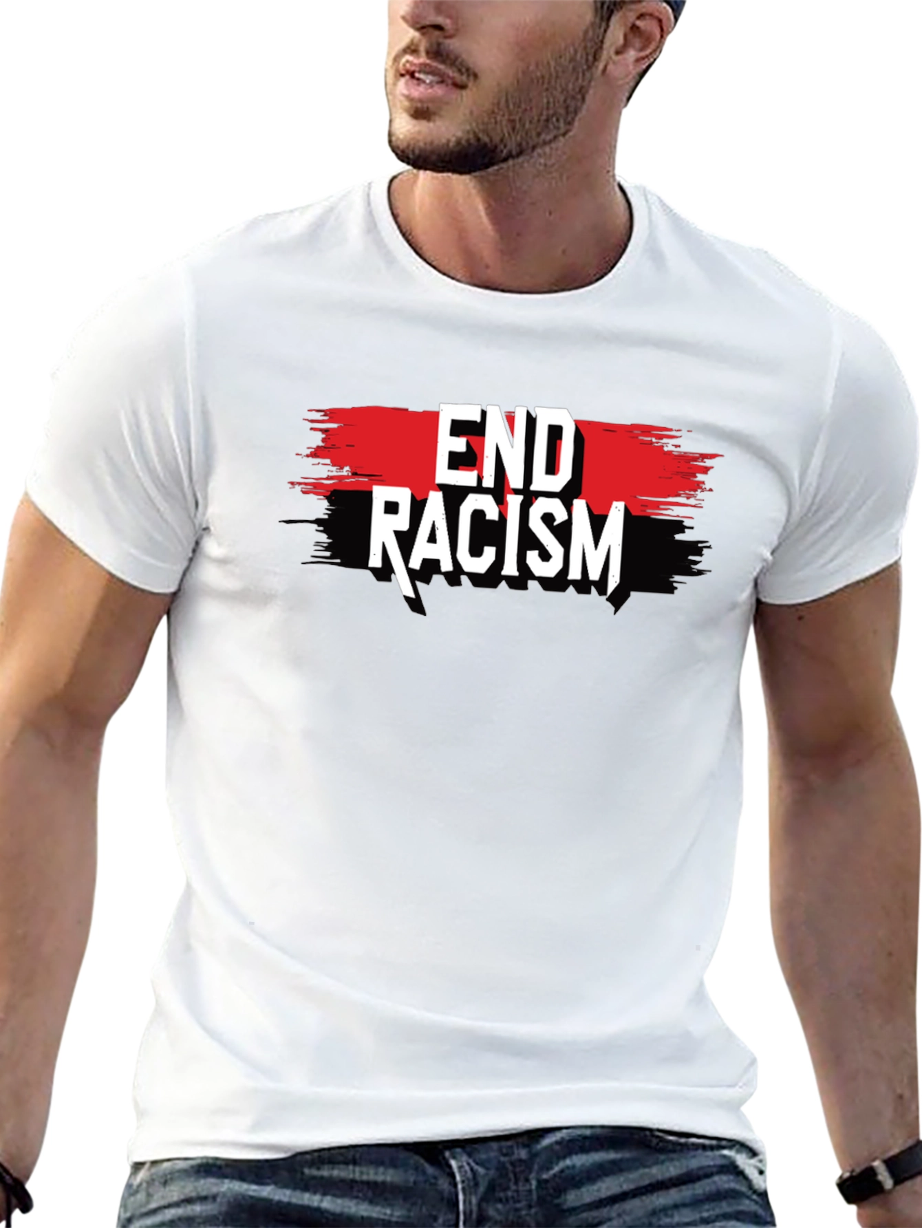 Black End Racism Graphic Tee - Black Activism T-Shirt view 13