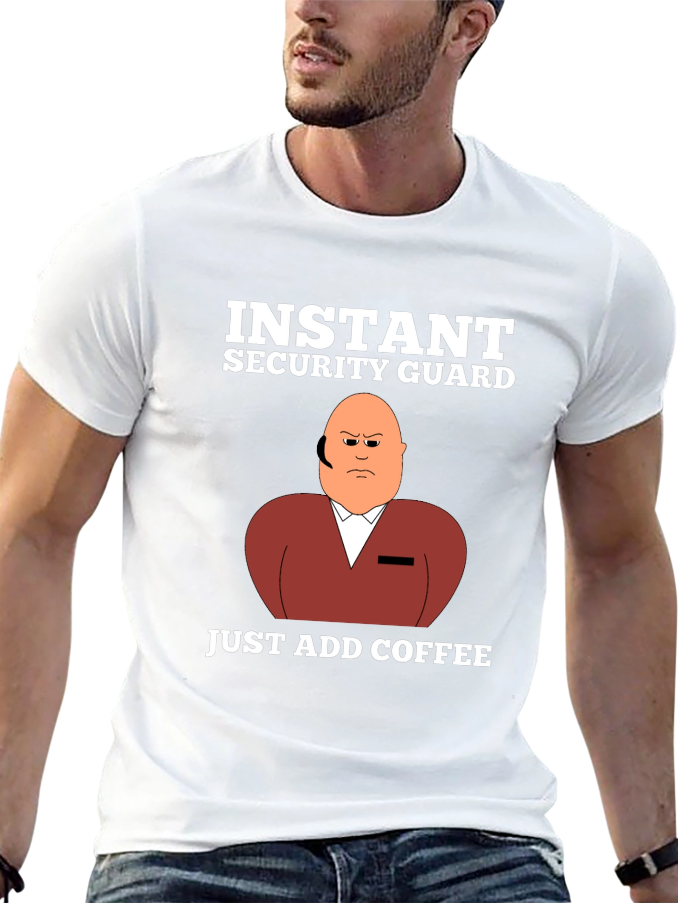 Black Instant Security Guard Funny Graphic T-Shirt view 13
