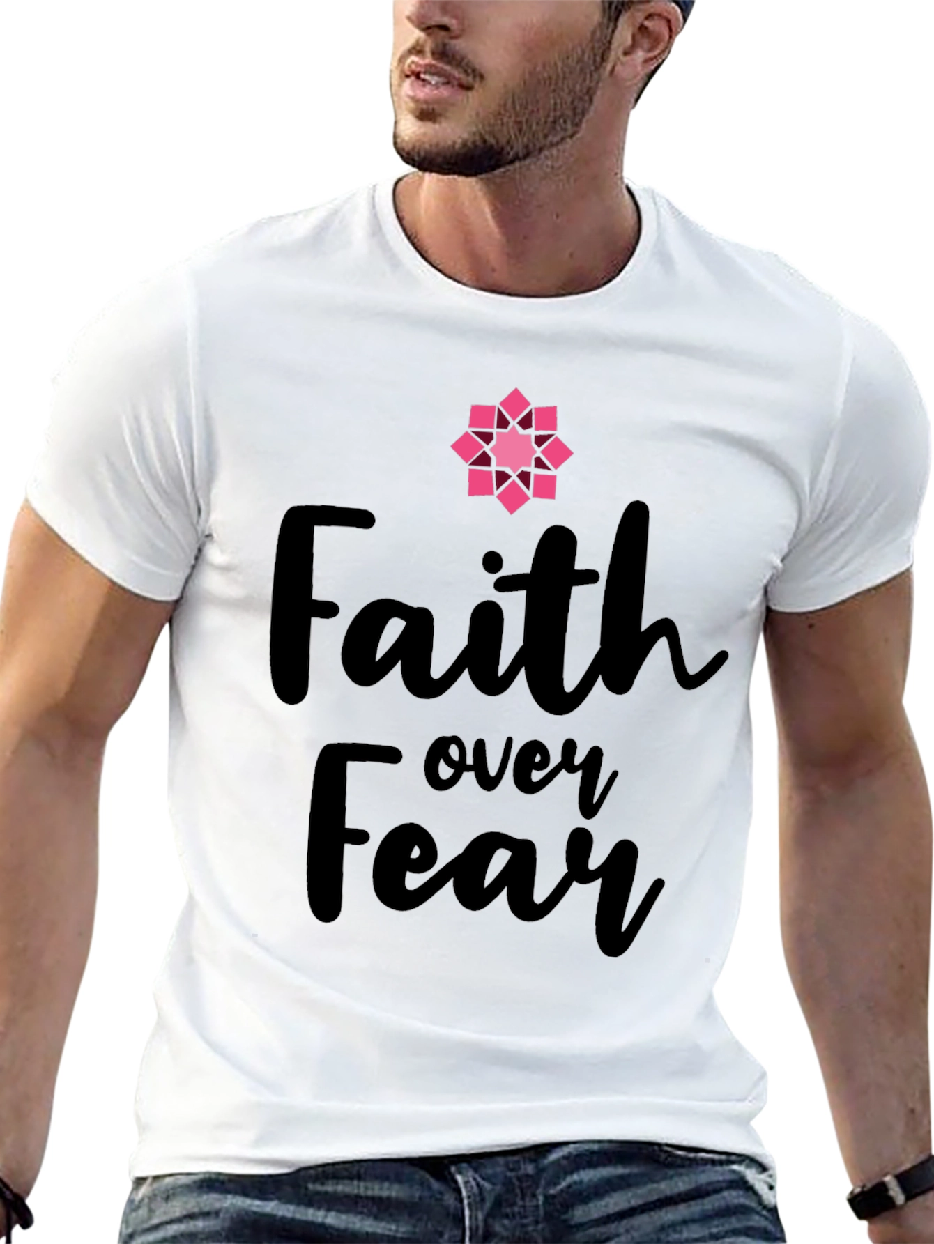 Black Faith Over Fear Graphic Tee - Inspirational T-Shirt view 13