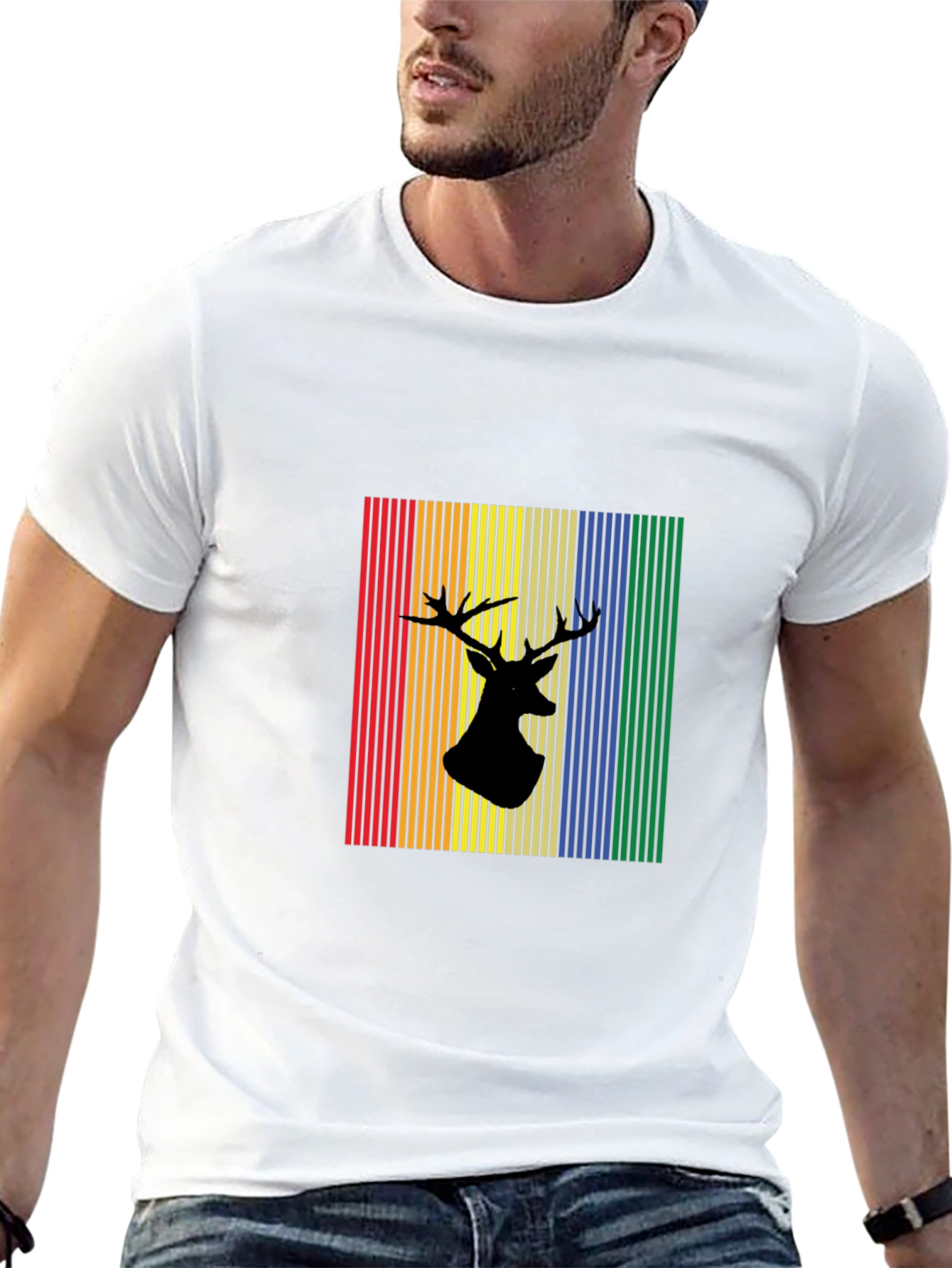 Black Rainbow Deer Silhouette Graphic Tee view 13