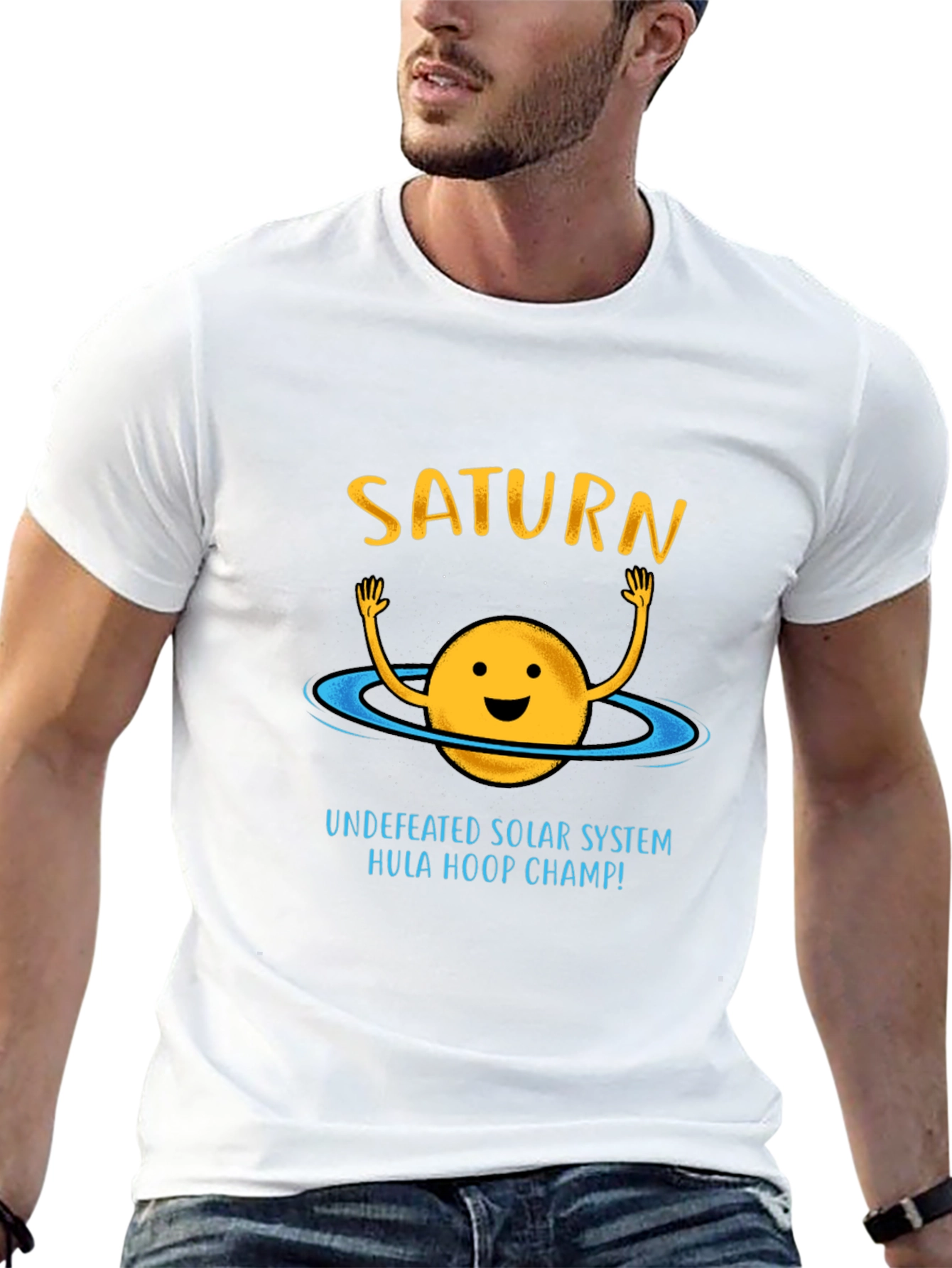 Black Saturn Hula Hoop Champ Graphic Tee view 13