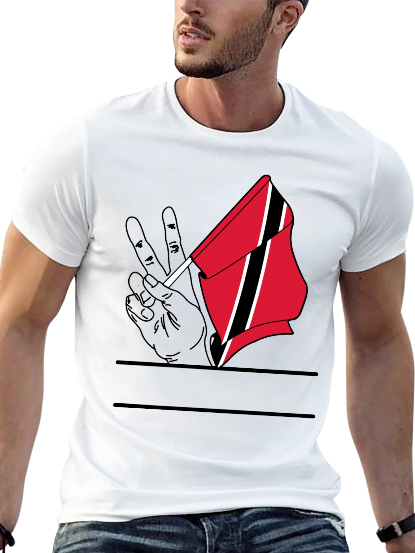 Black Trinidad and Tobago Peace Flag T-Shirt view 13