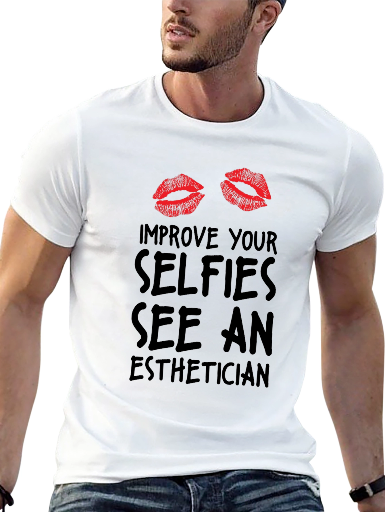 Black Improve Your Selfies Esthetician T-Shirt view 13