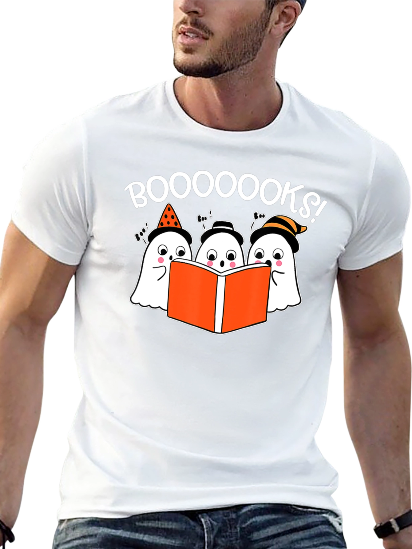 Black Boo-ooks! Halloween Ghost Reader T-Shirt view 13