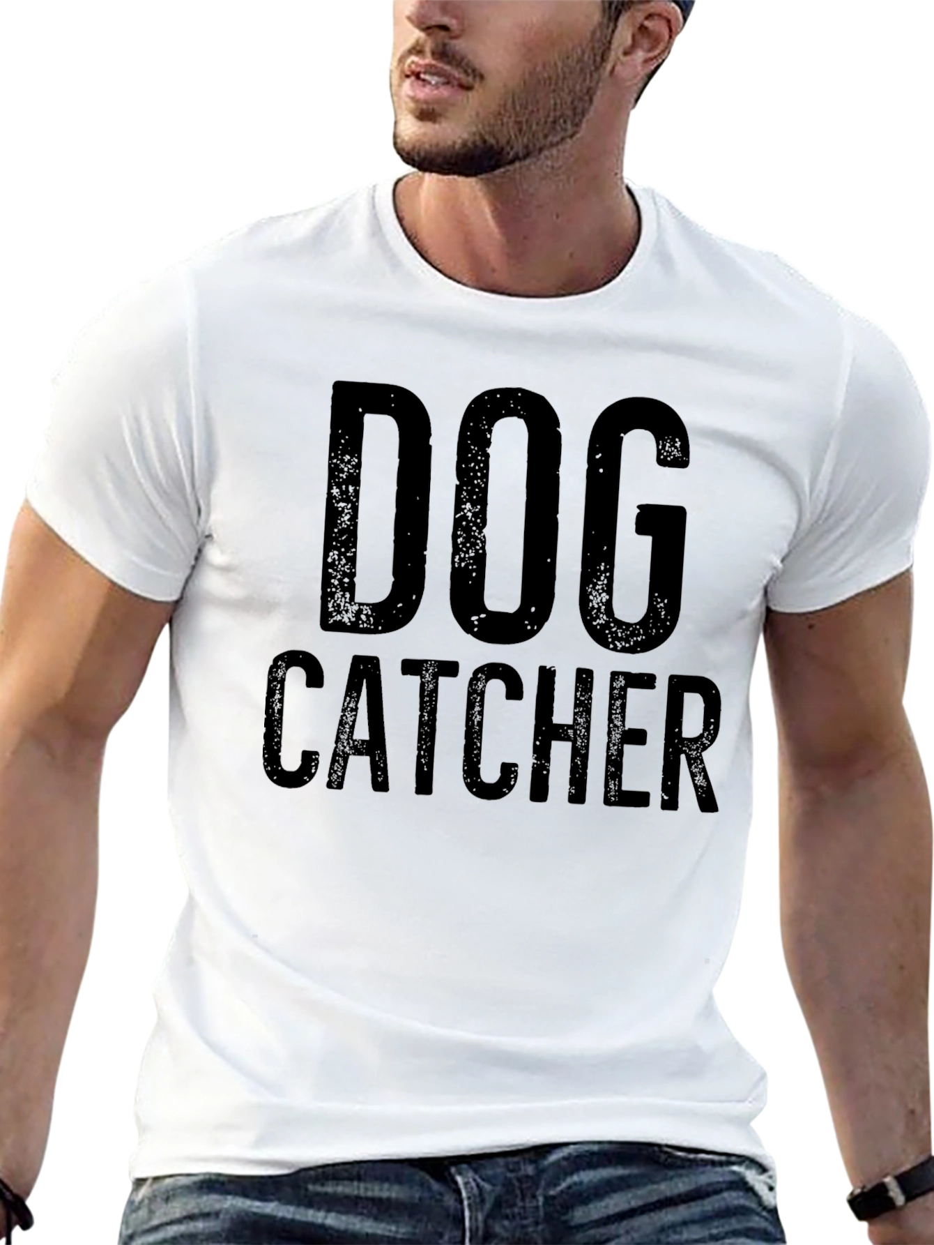 Black Dog Catcher T-Shirt - Novelty Graphic Tee view 13