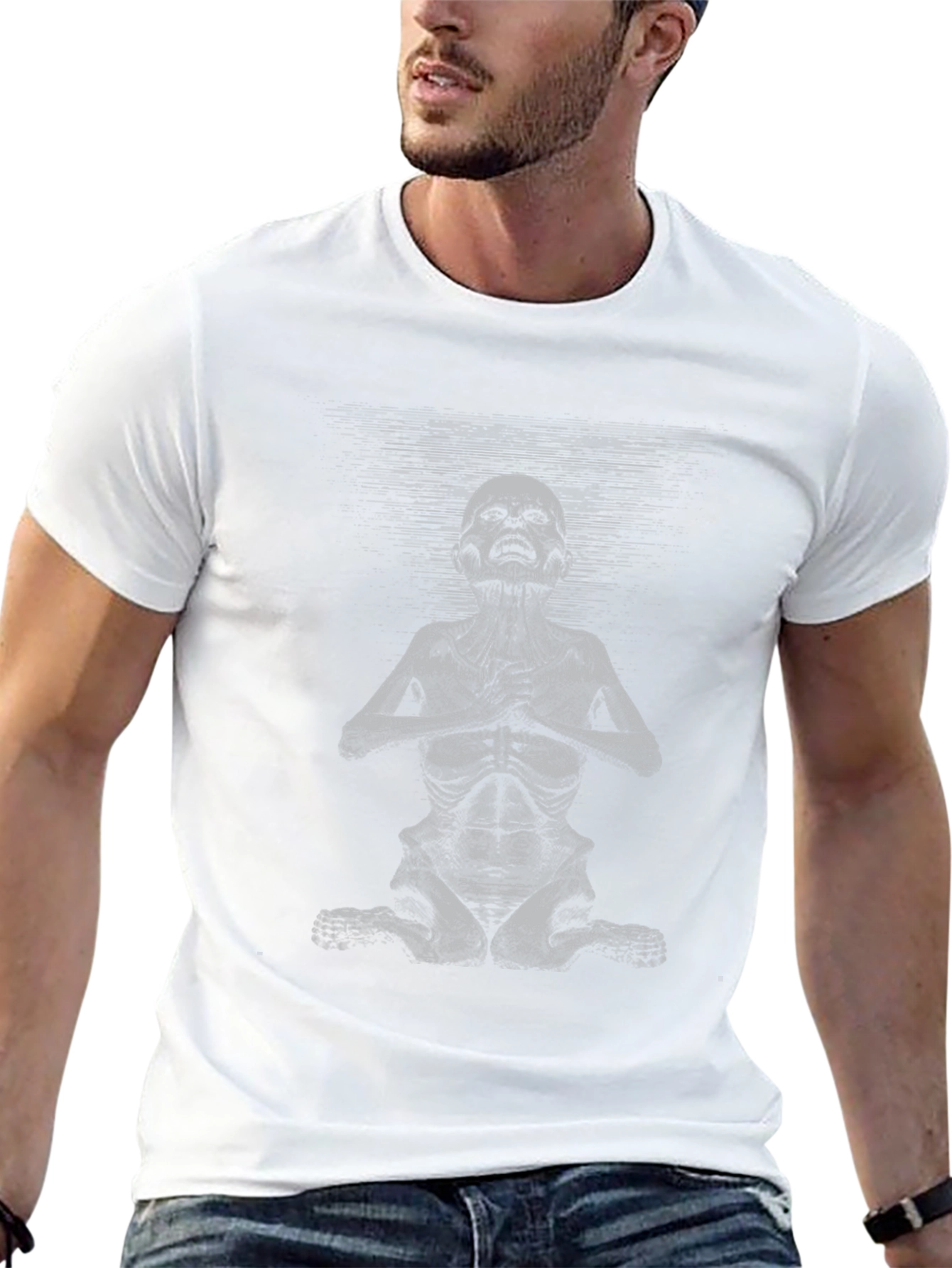 Black Meditating Skeleton Graphic Tee - Unisex Black T-Shirt view 13