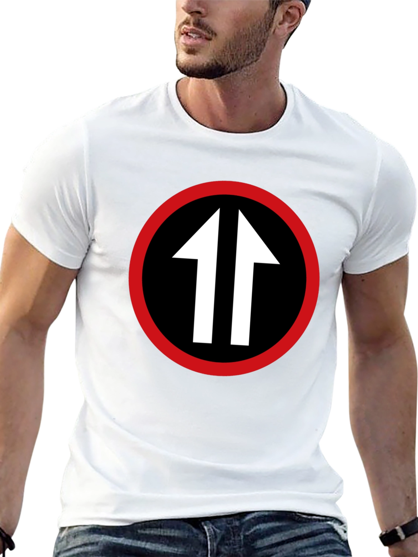 Black Upward Arrows T-Shirt - Bold Graphic Tee view 13