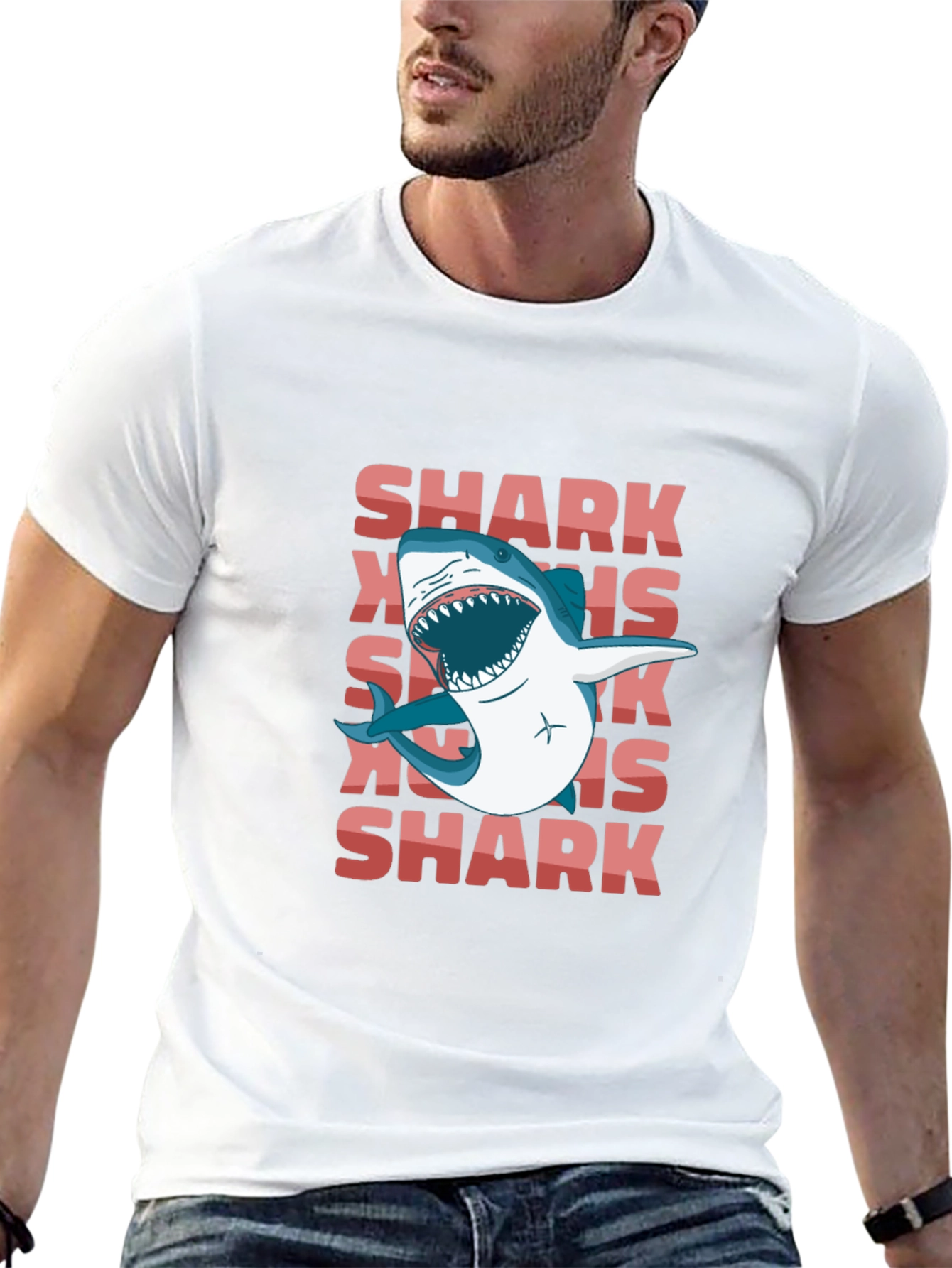 Black Shark Graphic Print Tee - Casual Black T-Shirt view 13