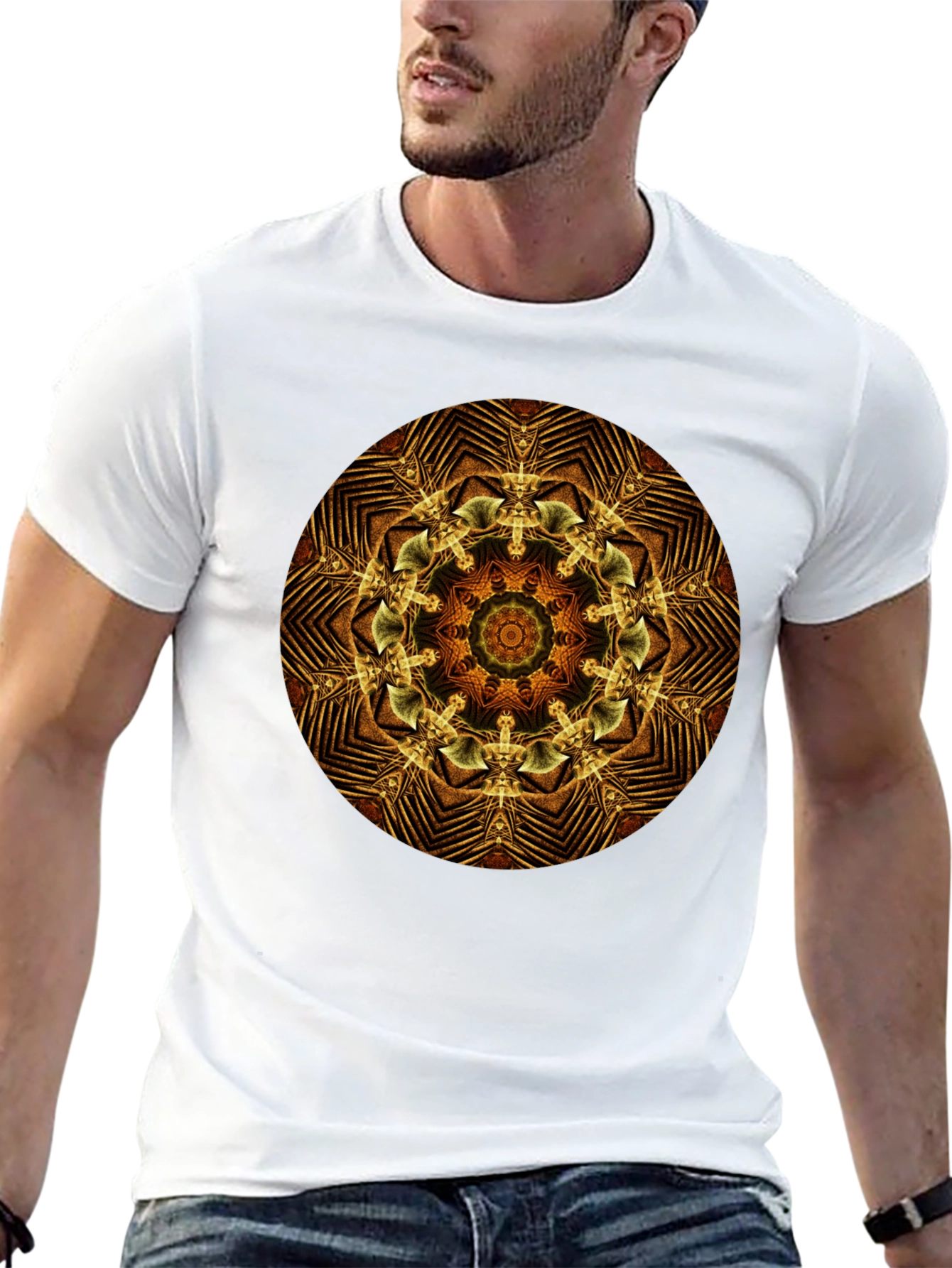 Black Geometric Mandala Graphic Tee - Black view 13