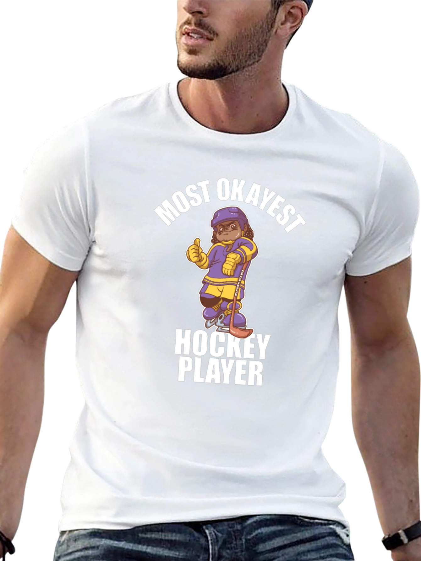 Black Most Okayest Hockey Player T-Shirt view 13