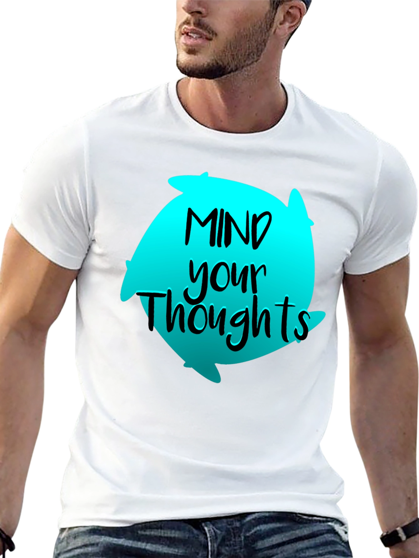 Black Mind Your Thoughts Graphic T-Shirt - Black view 13