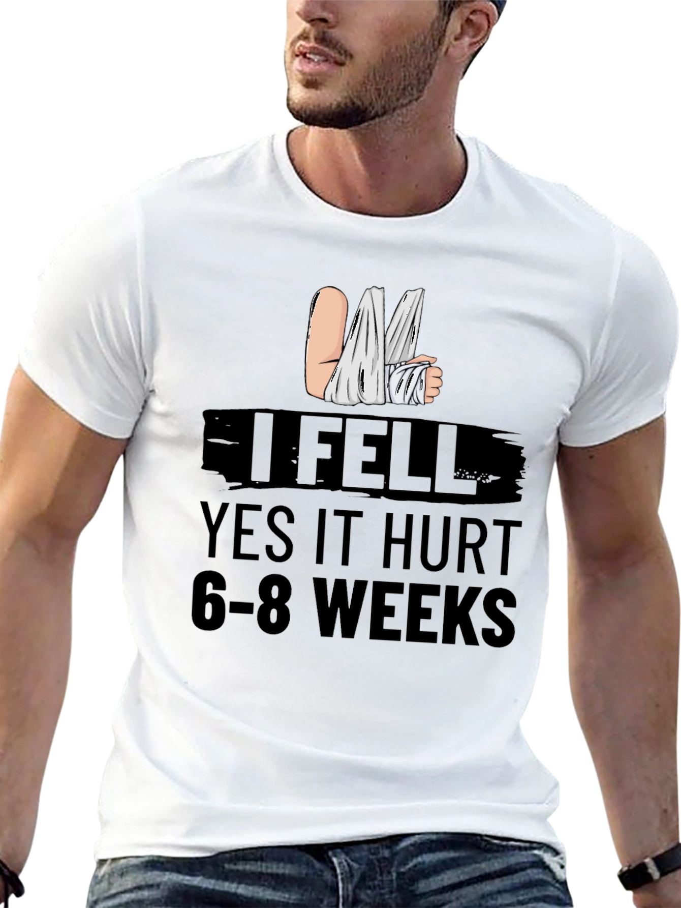 Black I Fell Graphic Tee - Funny Injury Recovery Shirt view 13