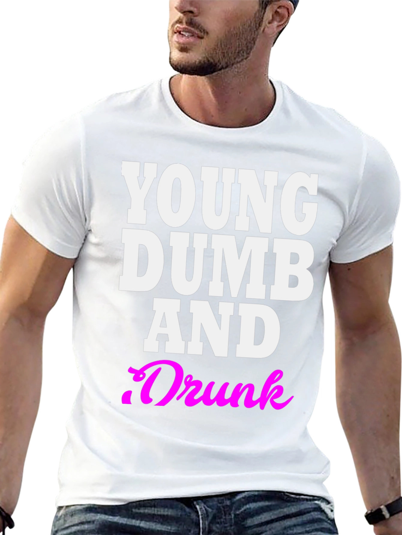 Black Young Dumb And Drunk Graphic Tee view 13