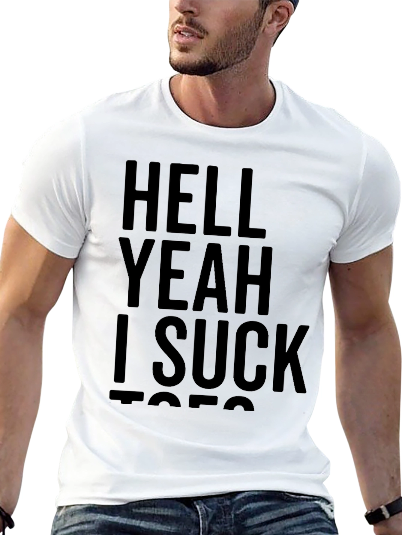 Black Funny Graphic T-Shirt - Hell Yeah I Suck Toes view 13