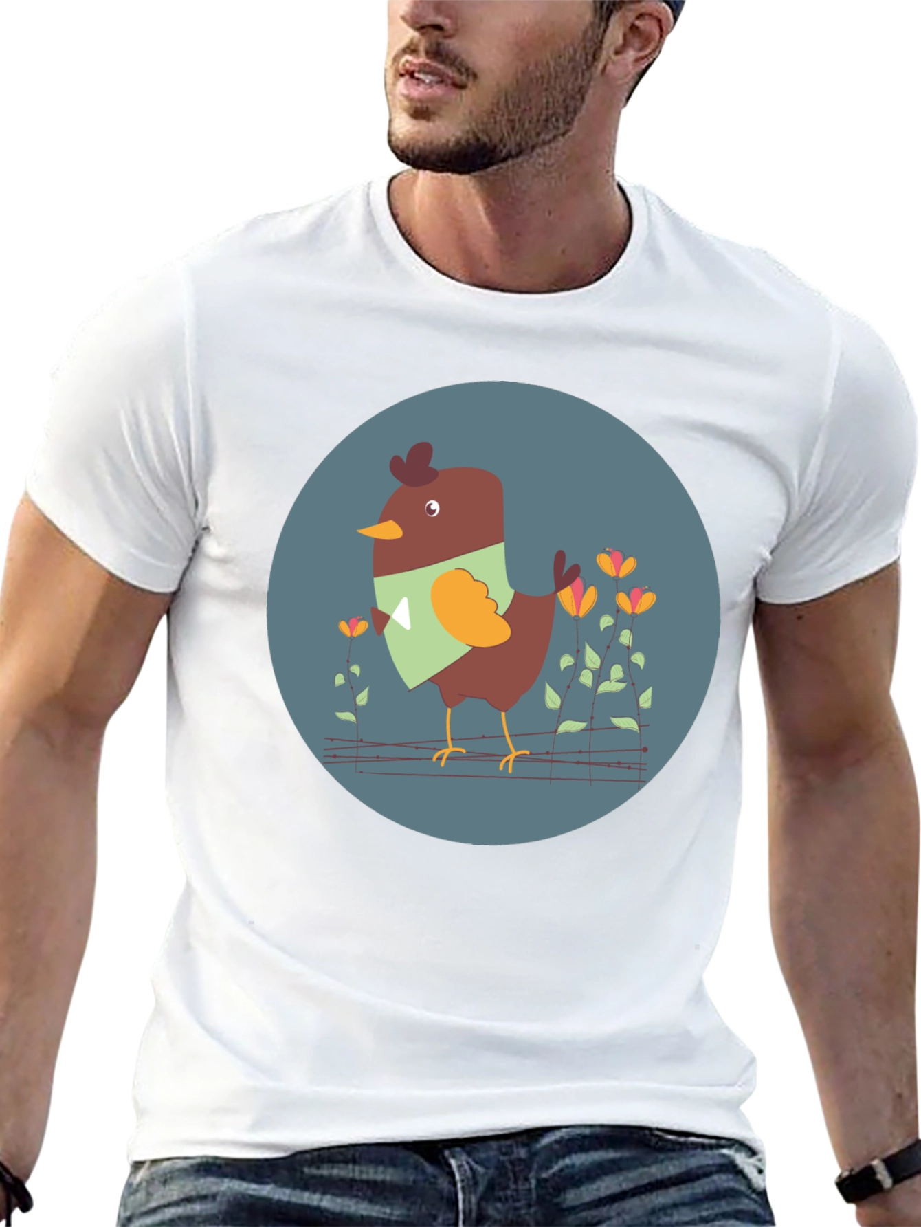 Black Cute Bird Graphic Tee - Unisex Black T-Shirt view 13