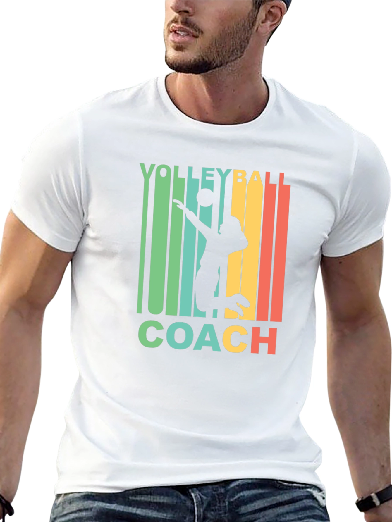 Black Volleyball Coach Retro T-Shirt  view 13
