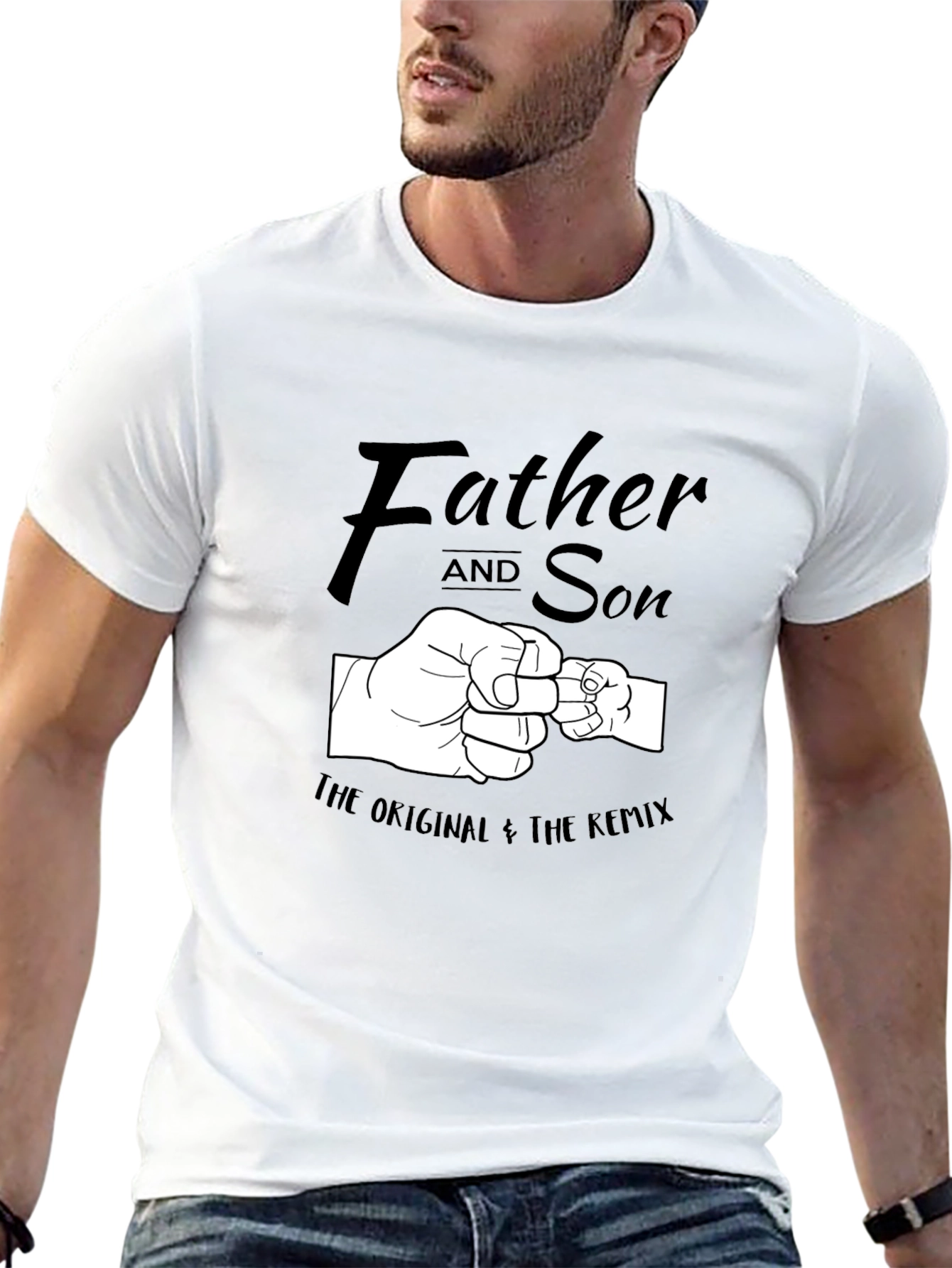 Black Father and Son Matching Fist Bump T-Shirt view 13