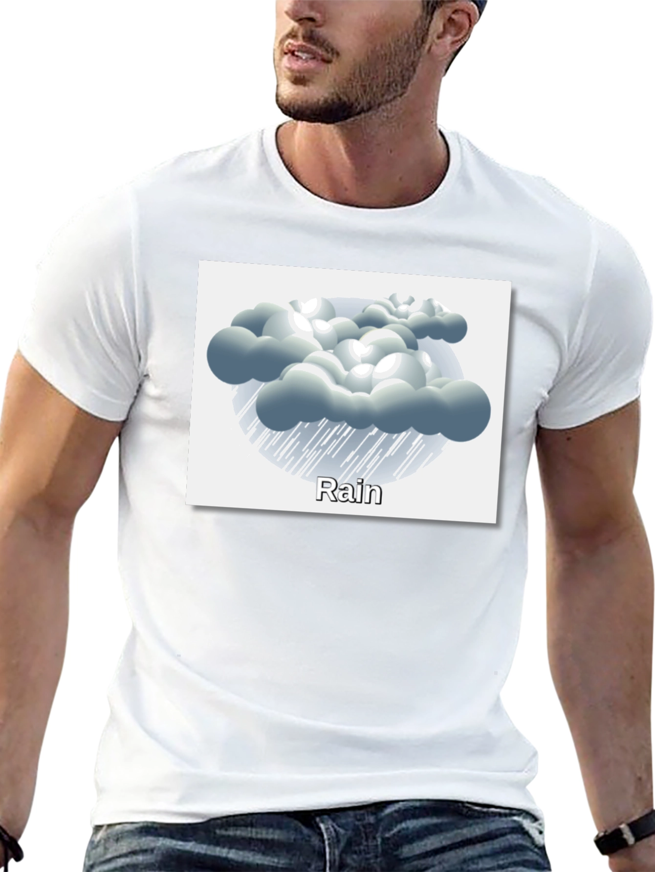 Black Rain Cloud Graphic Tee - Weather Theme Shirt view 13