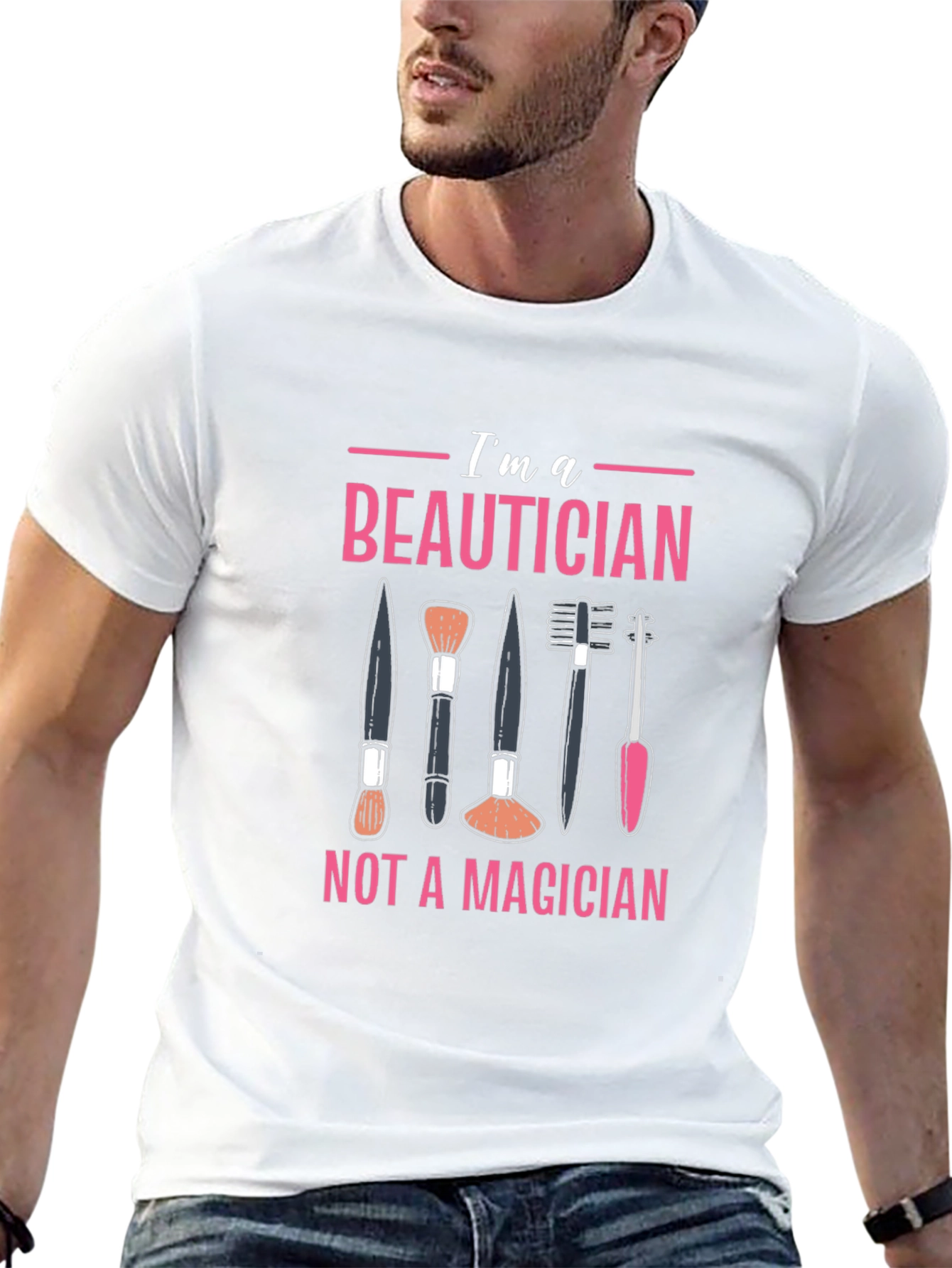 Black Beautician T-Shirt - "Not a Magician" Funny Graphic Tee view 13