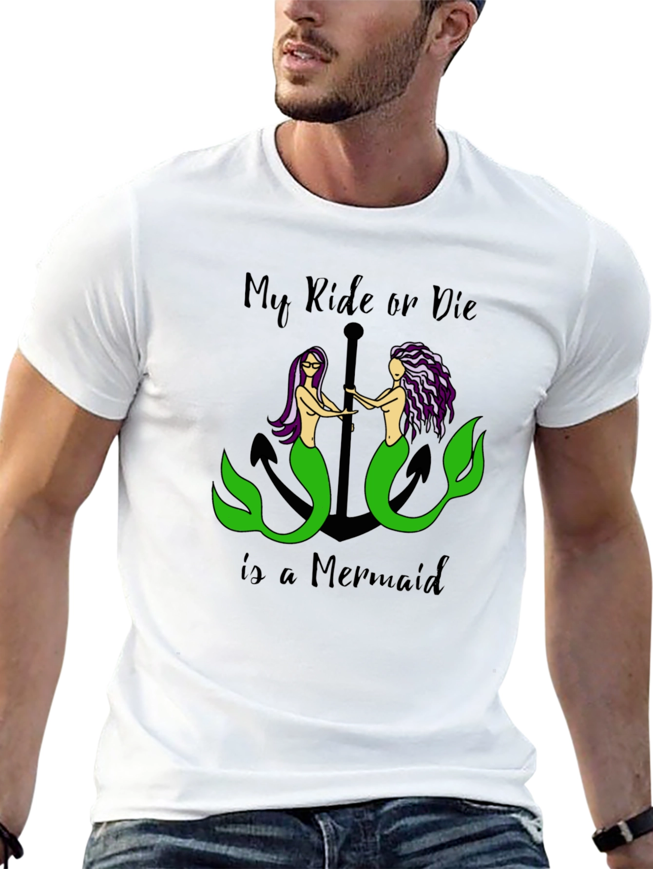 Black Ride or Die Mermaid Graphic Tee view 13