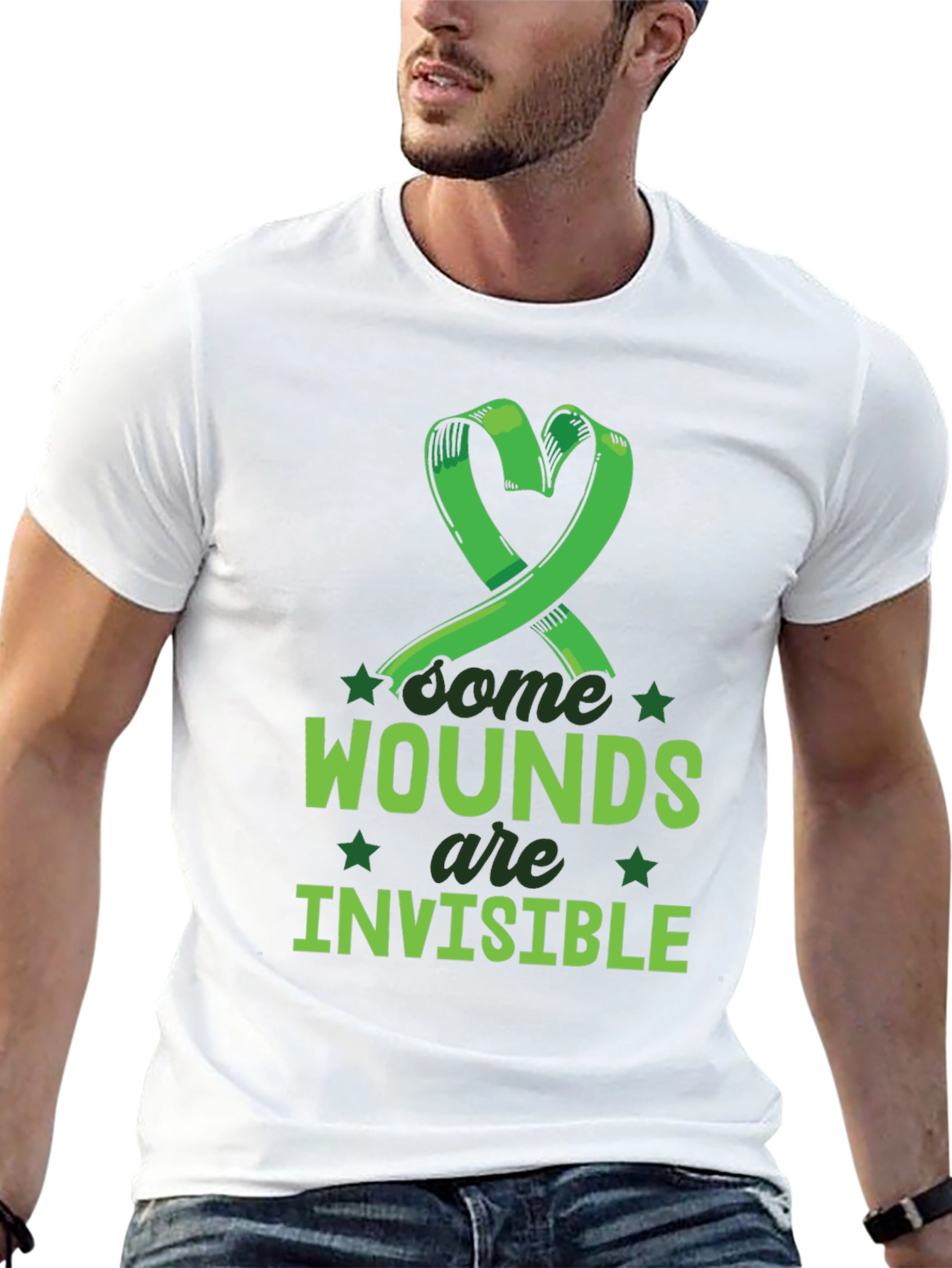 Black Invisible Wounds Awareness Tee view 13