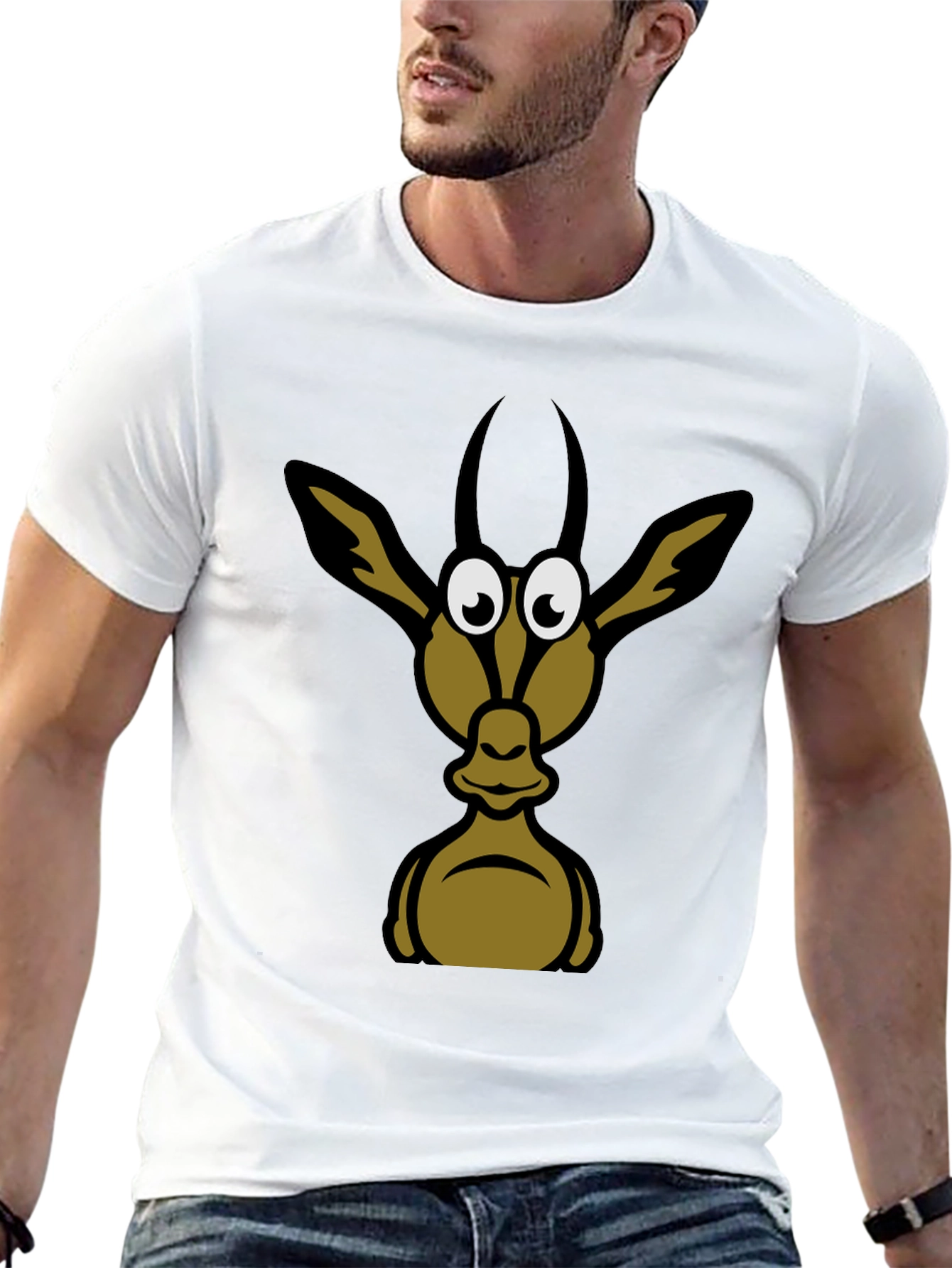 Black Funny Animal Graphic Tee - Black Cotton T-Shirt view 13