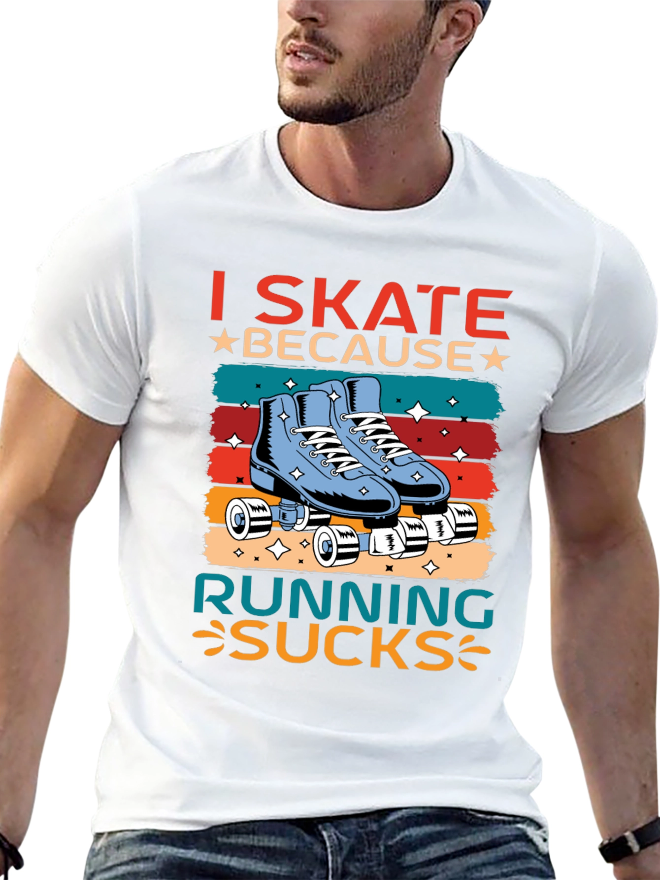 Black I Skate Because Running Sucks T-Shirt view 13