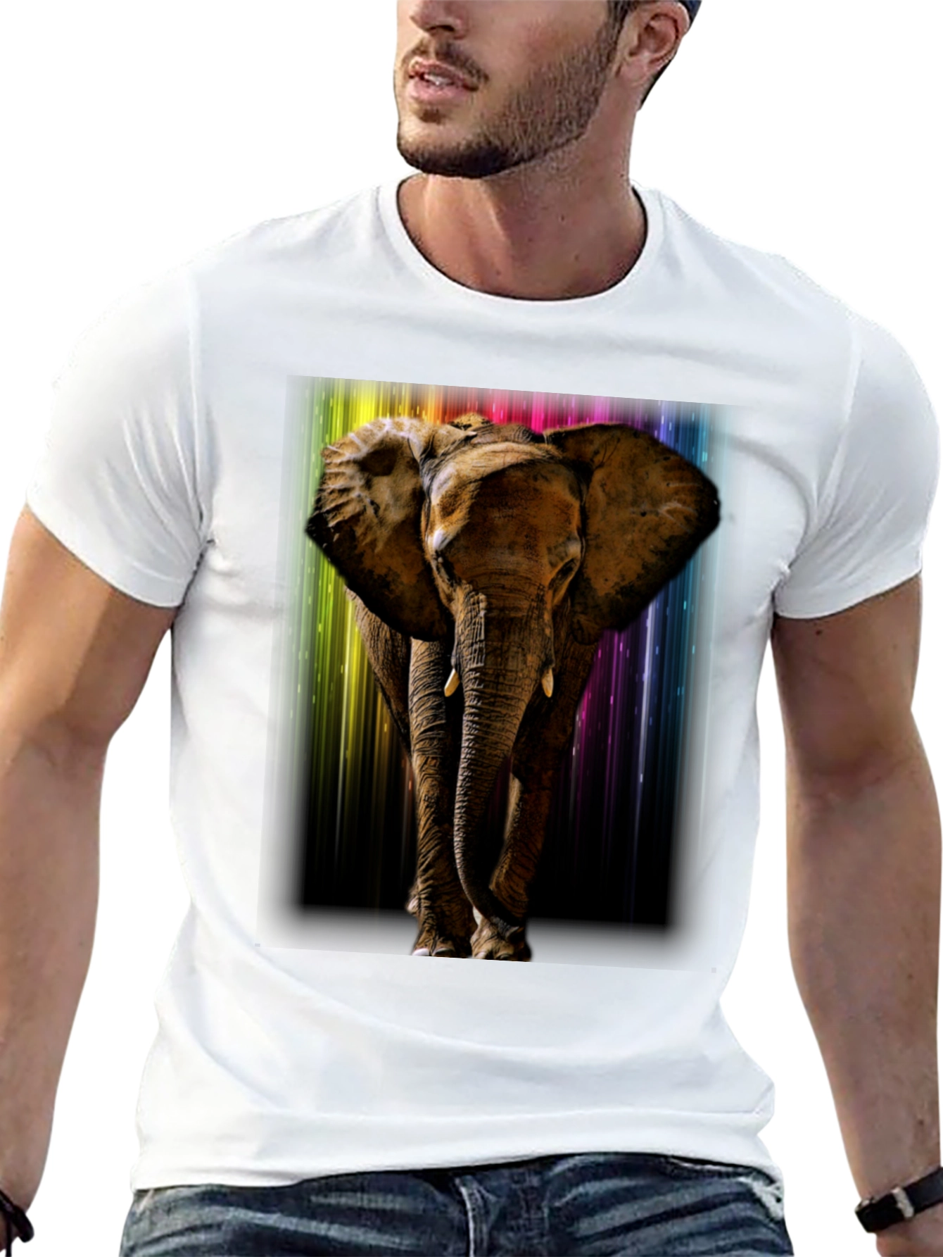 Black Elephant Rainbow T-Shirt - Men's Black Tee view 13