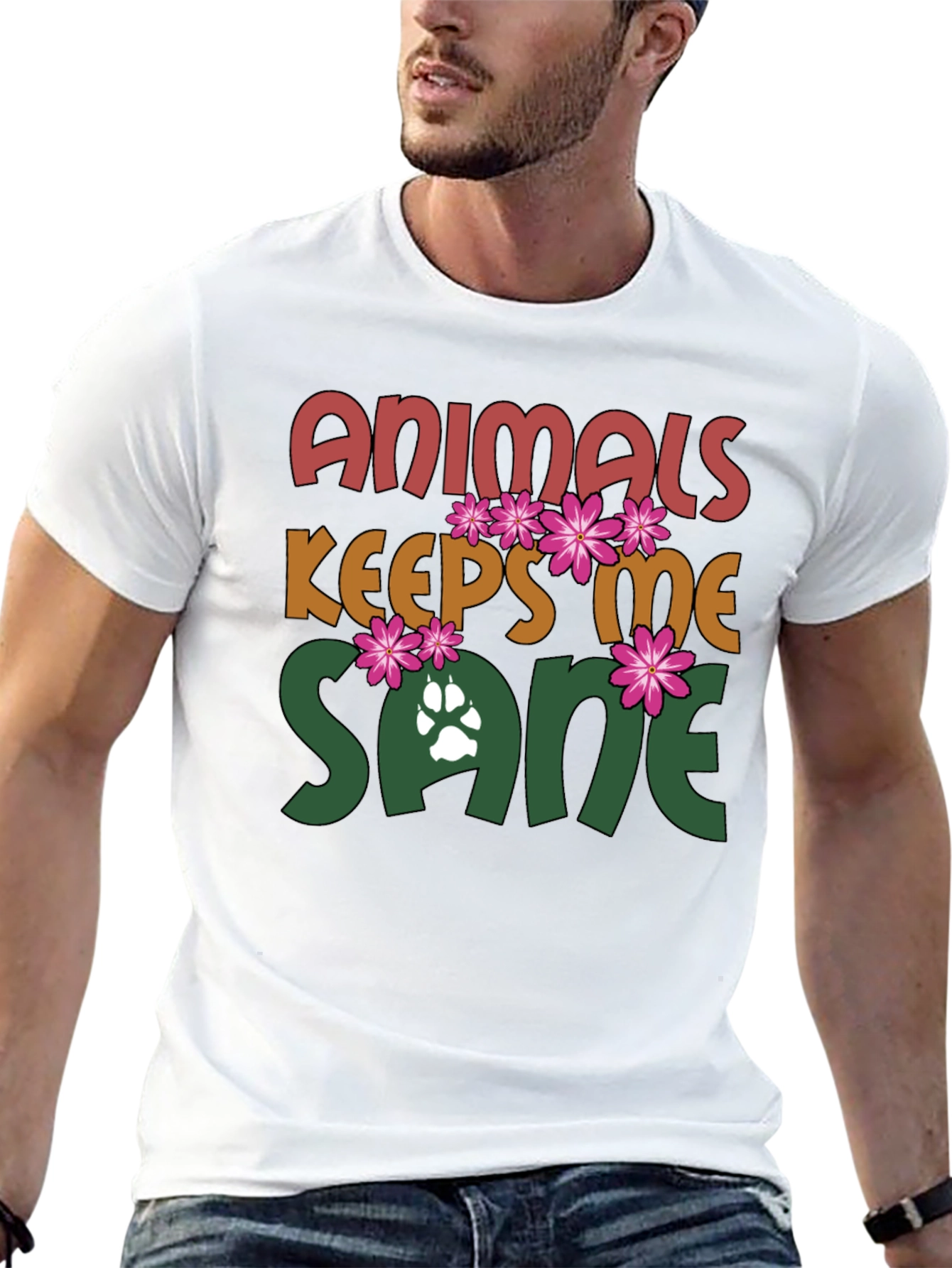 Black Animals Keep Me Sane Graphic Tee view 13