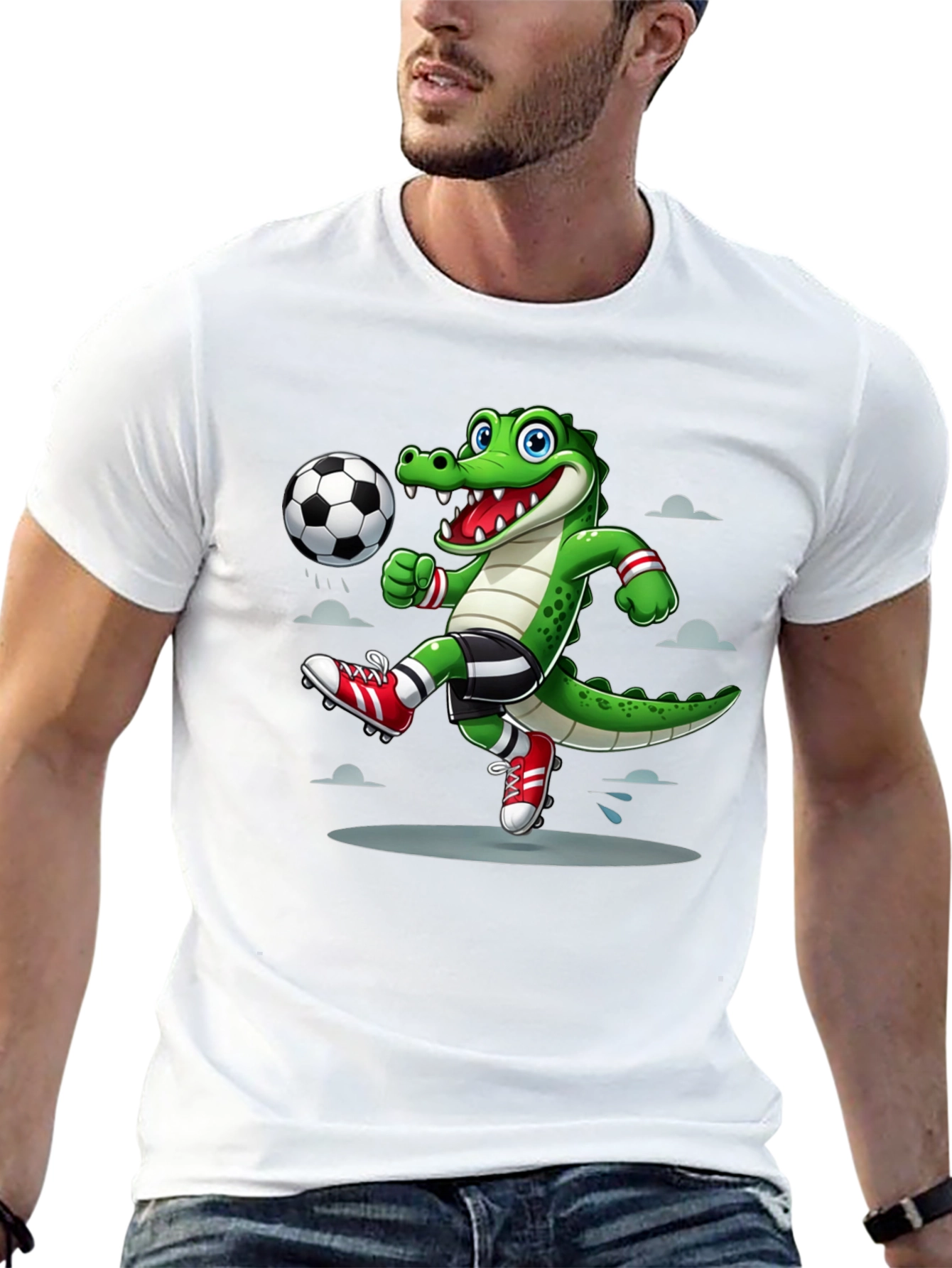 Black Alligator Soccer T-Shirt - Cool Sports Graphic Tee view 13
