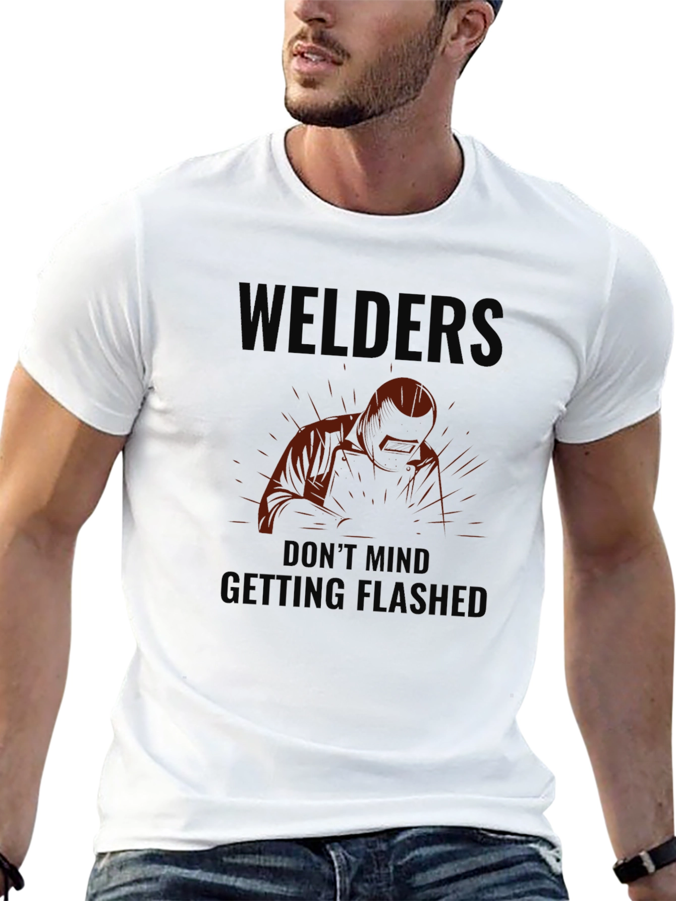 Black Welders Don't Mind Getting Flashed Black T-Shirt view 13