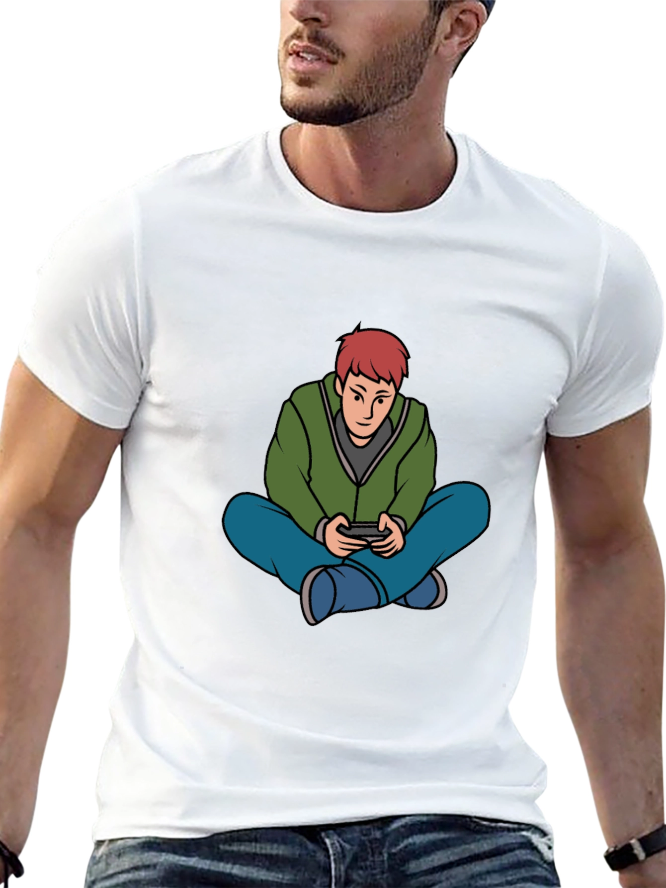 Black Gamer Cartoon Graphic Black T-Shirt view 13