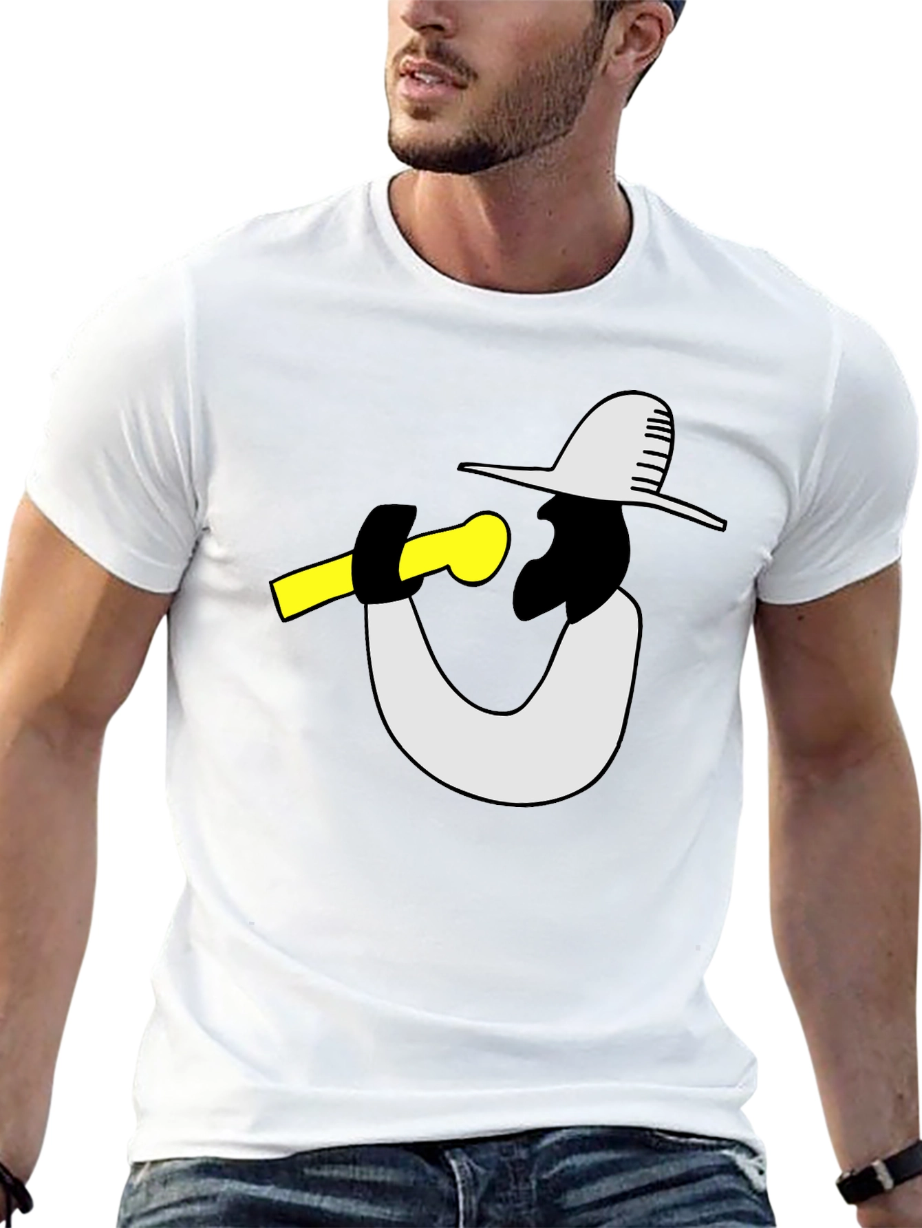 Black Cool Graphic Tee - Musician with Hat view 13