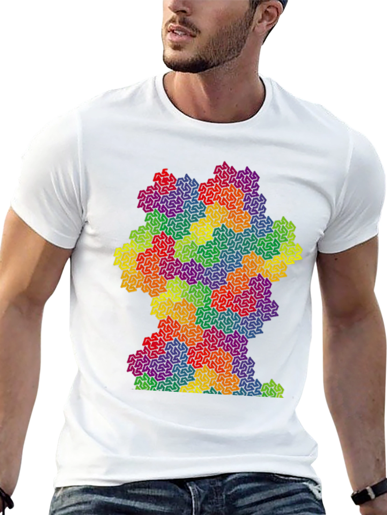 Black Colorful Fractal Pattern Graphic T-Shirt view 13