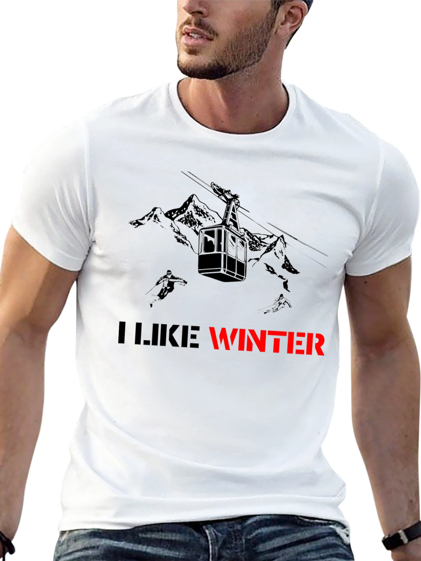 Black I Like Winter Graphic Tee - Black view 13