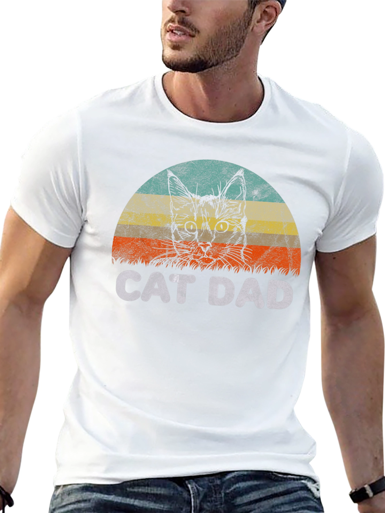 Black Cat Dad Graphic T-Shirt - Vintage Style view 13