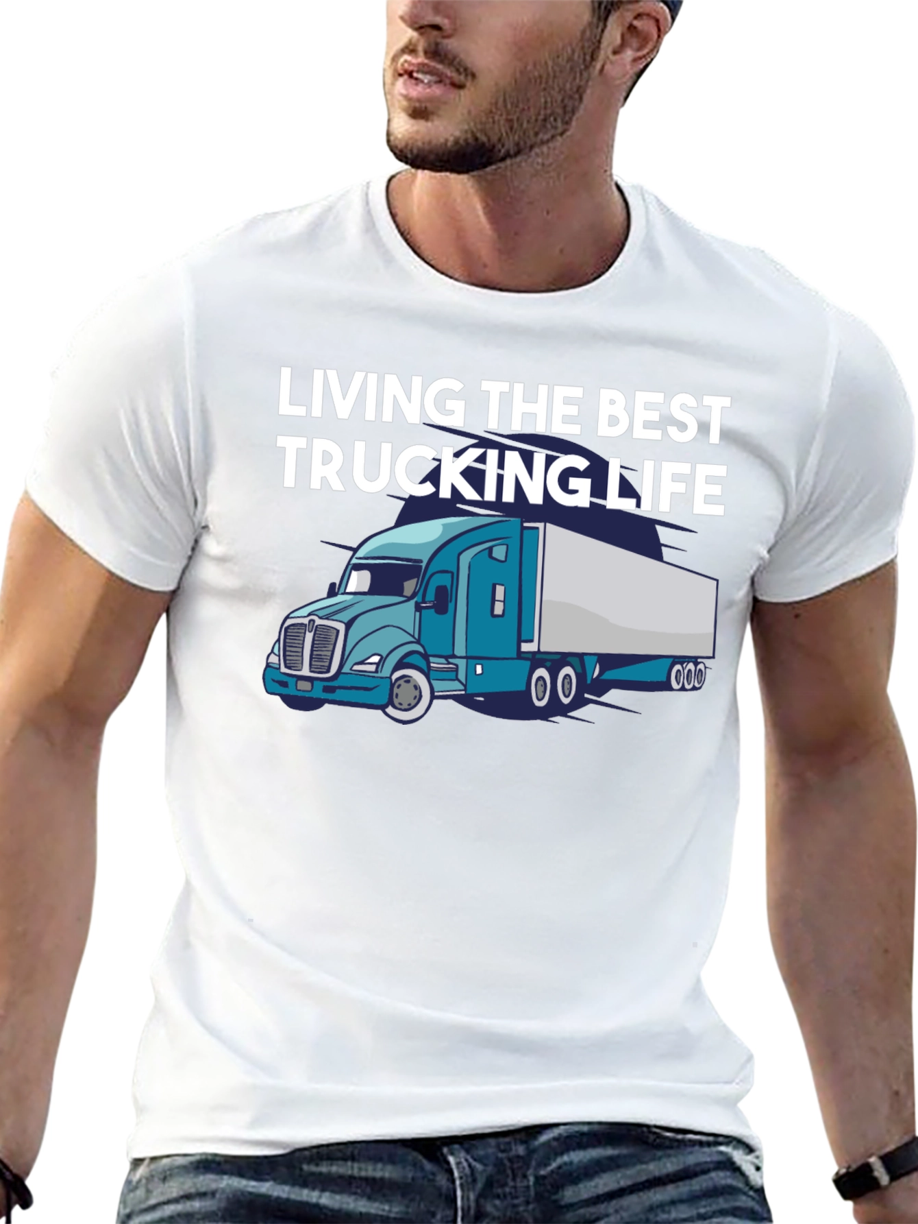 Black Living the Best Trucking Life Tee view 13