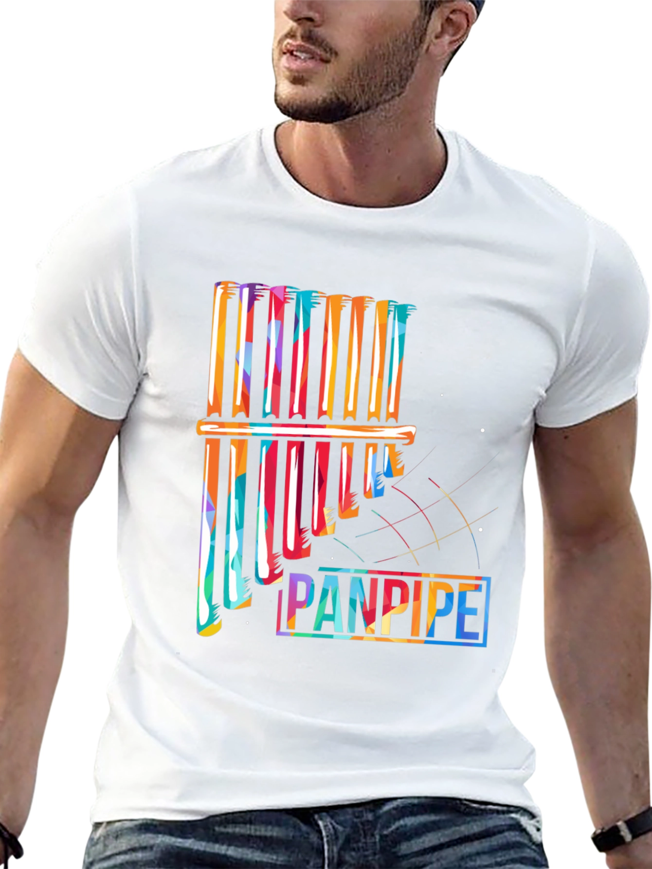 Black Colorful Panpipe Graphic Tee - Musical Instrument Shirt view 13