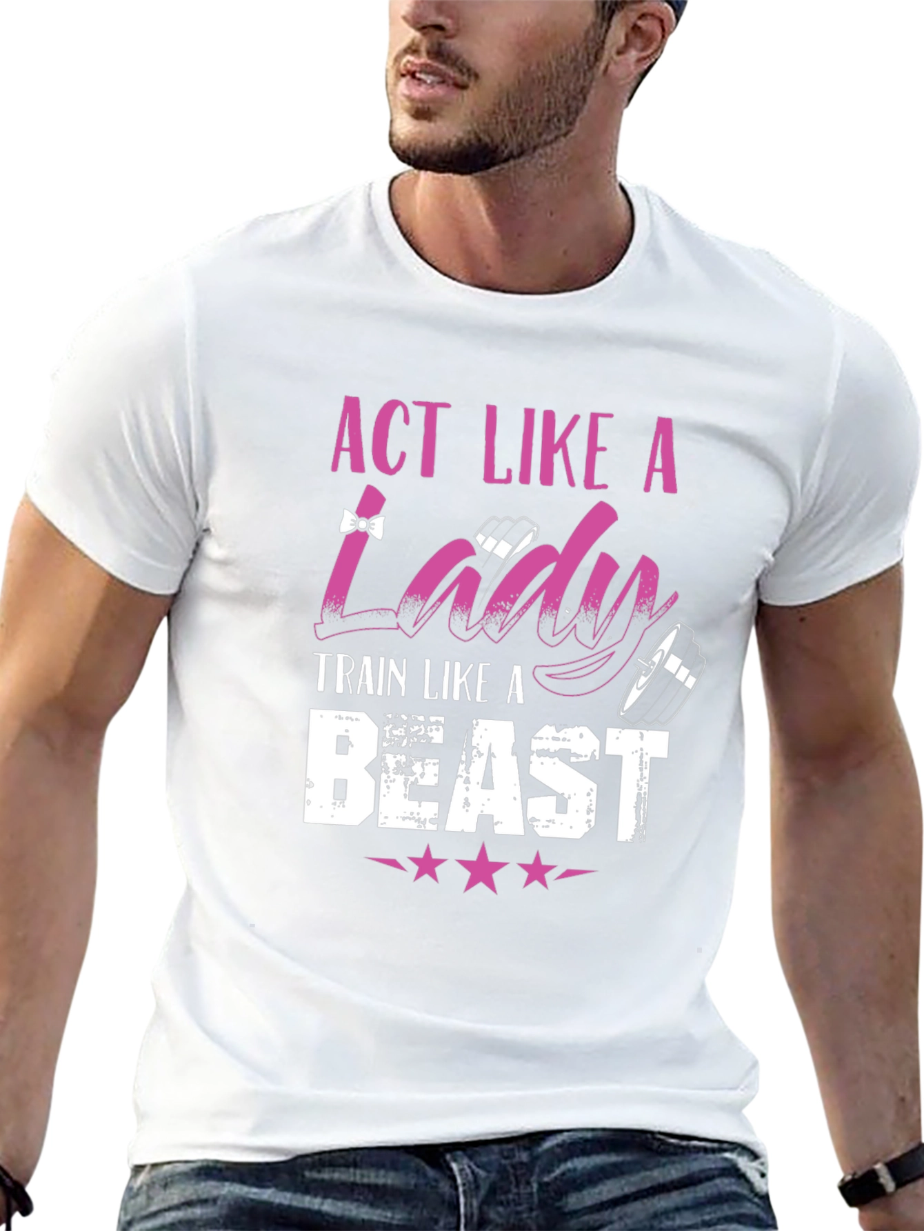 Black Act Like a Lady, Train Like a Beast T-Shirt view 13