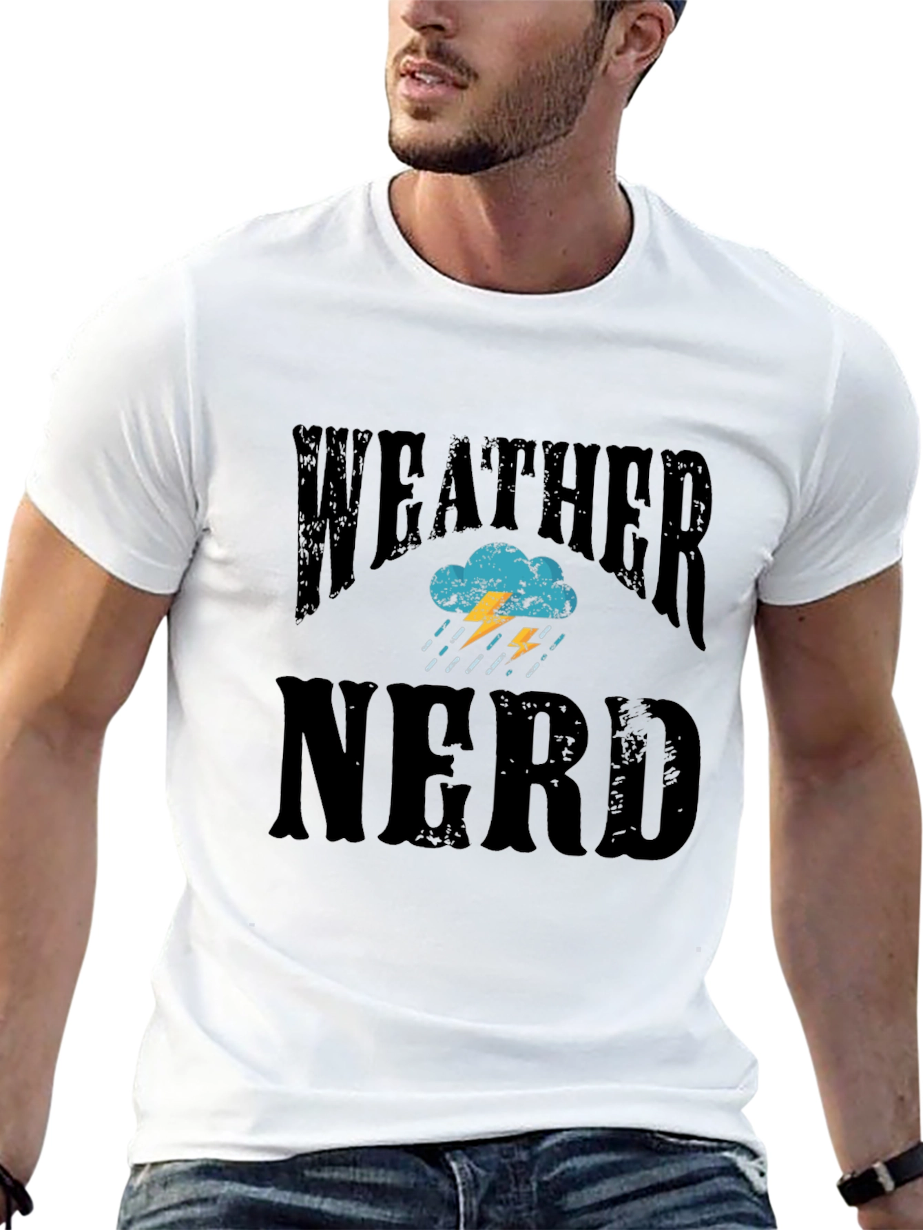 Black Weather Nerd T-Shirt - Black Cotton Tee view 13